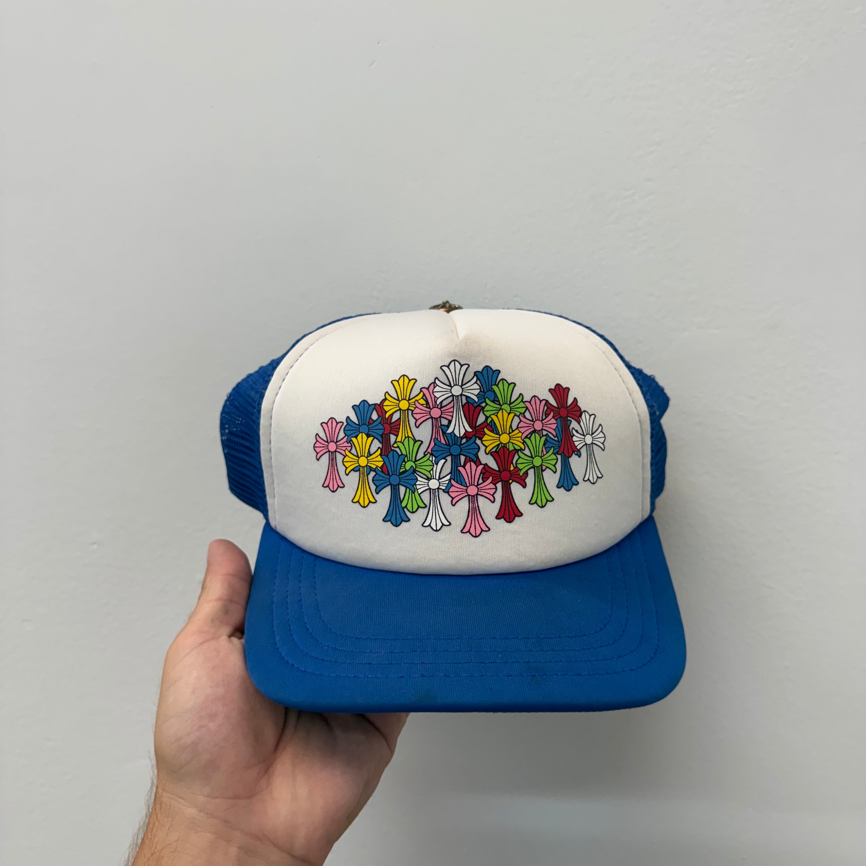 Chrome Hearts Multi Cross Cemetery Blue Trucker Hat