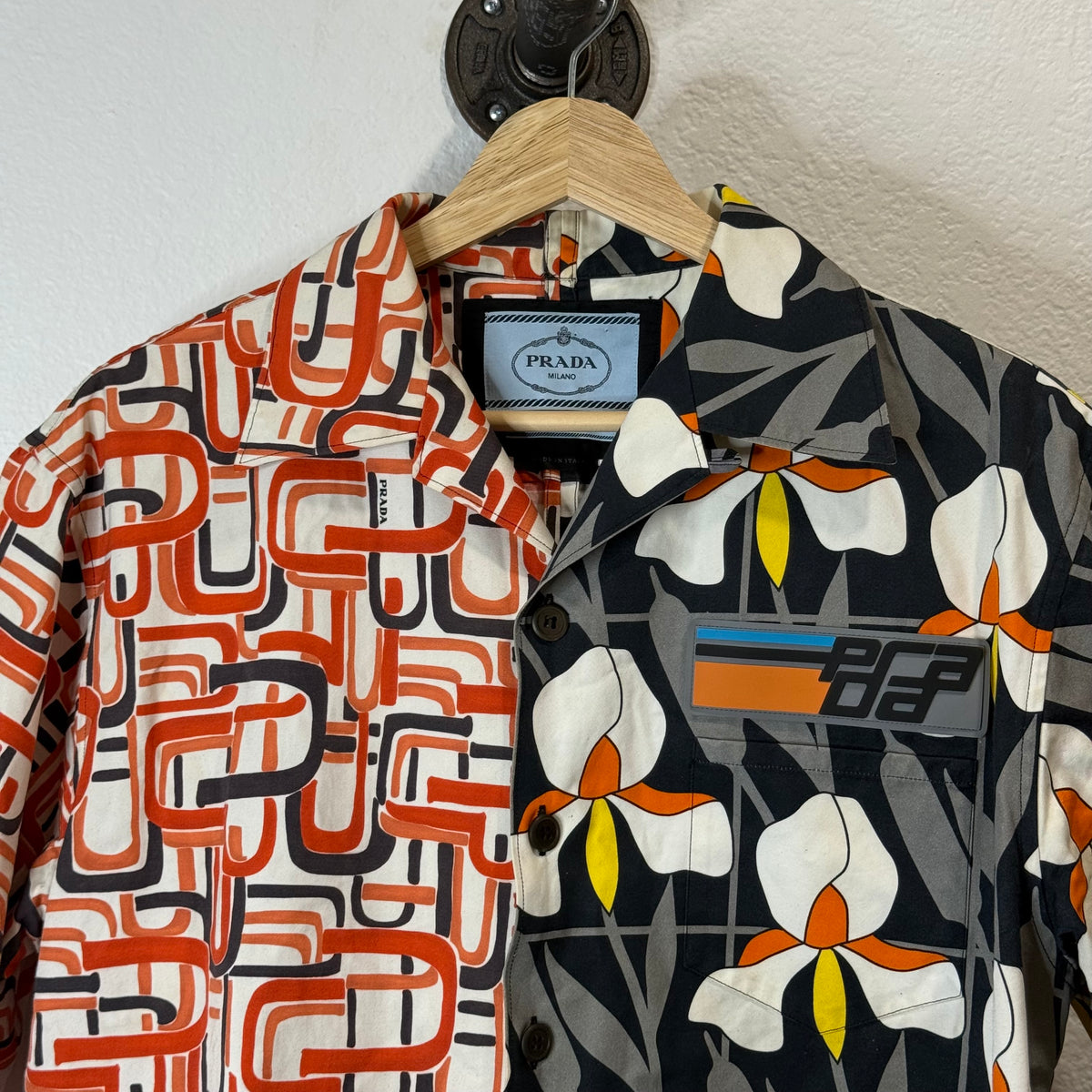 Prada Split Button Up Shirt Tropical - Size S