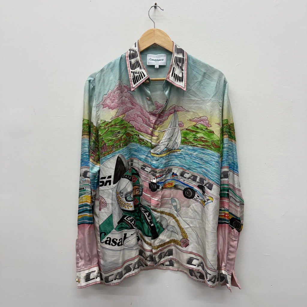 Casablanca Art of Racing Silk Button Shirt - Size M