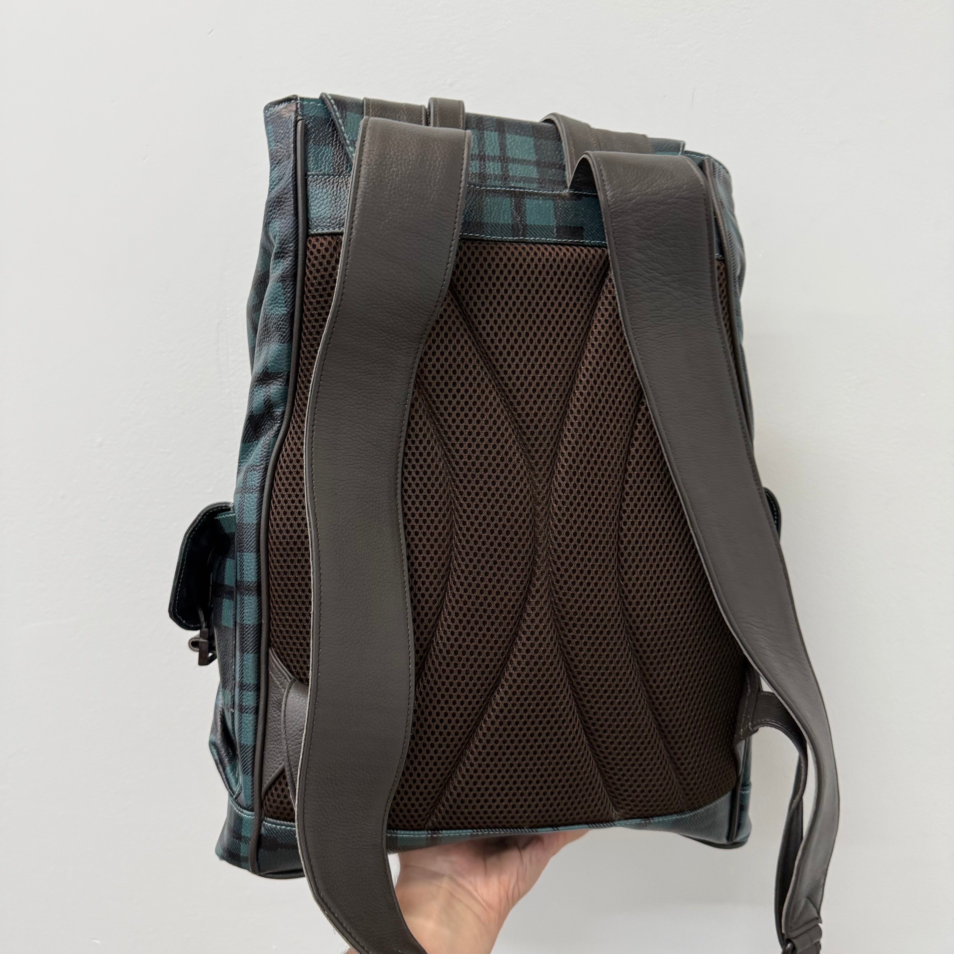 Vale Forever Green Plaid Leather Tactician Backpack