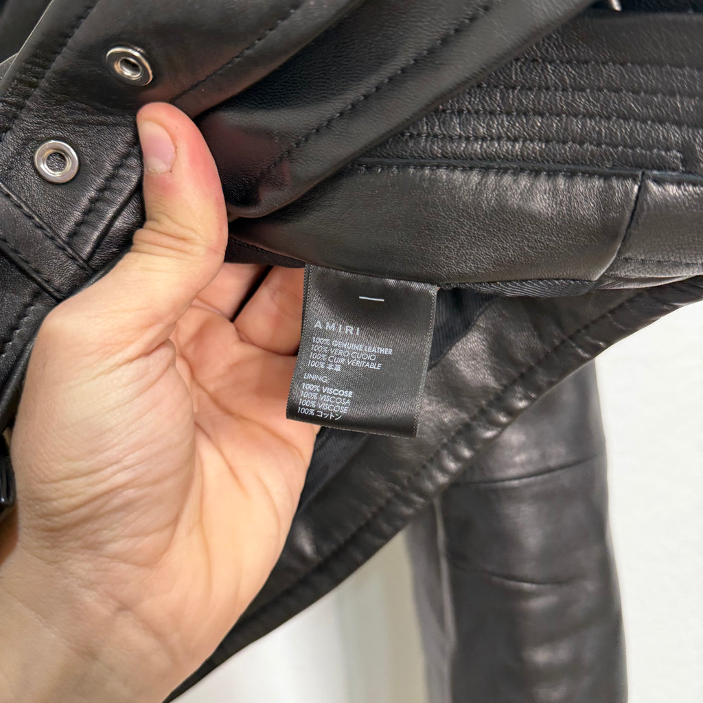 Amiri Color Block Leather Biker Jacket - Size 50 (L)
