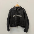 Balenciaga FW19 Contrast Moto Buffalo Leather Jacket - Size 48 (M)