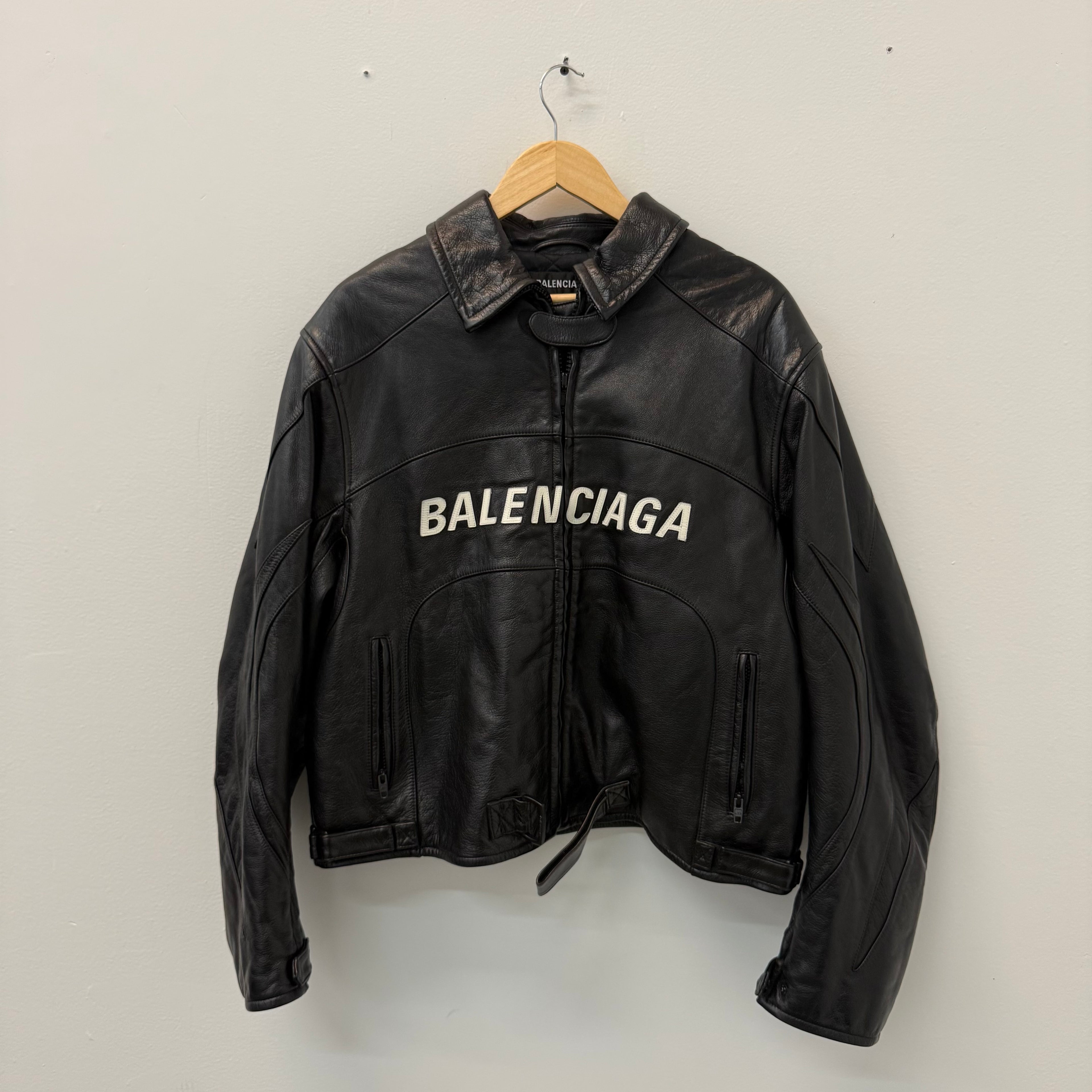 Balenciaga FW19 Contrast Moto Buffalo Leather Jacket - Size 48 (M)