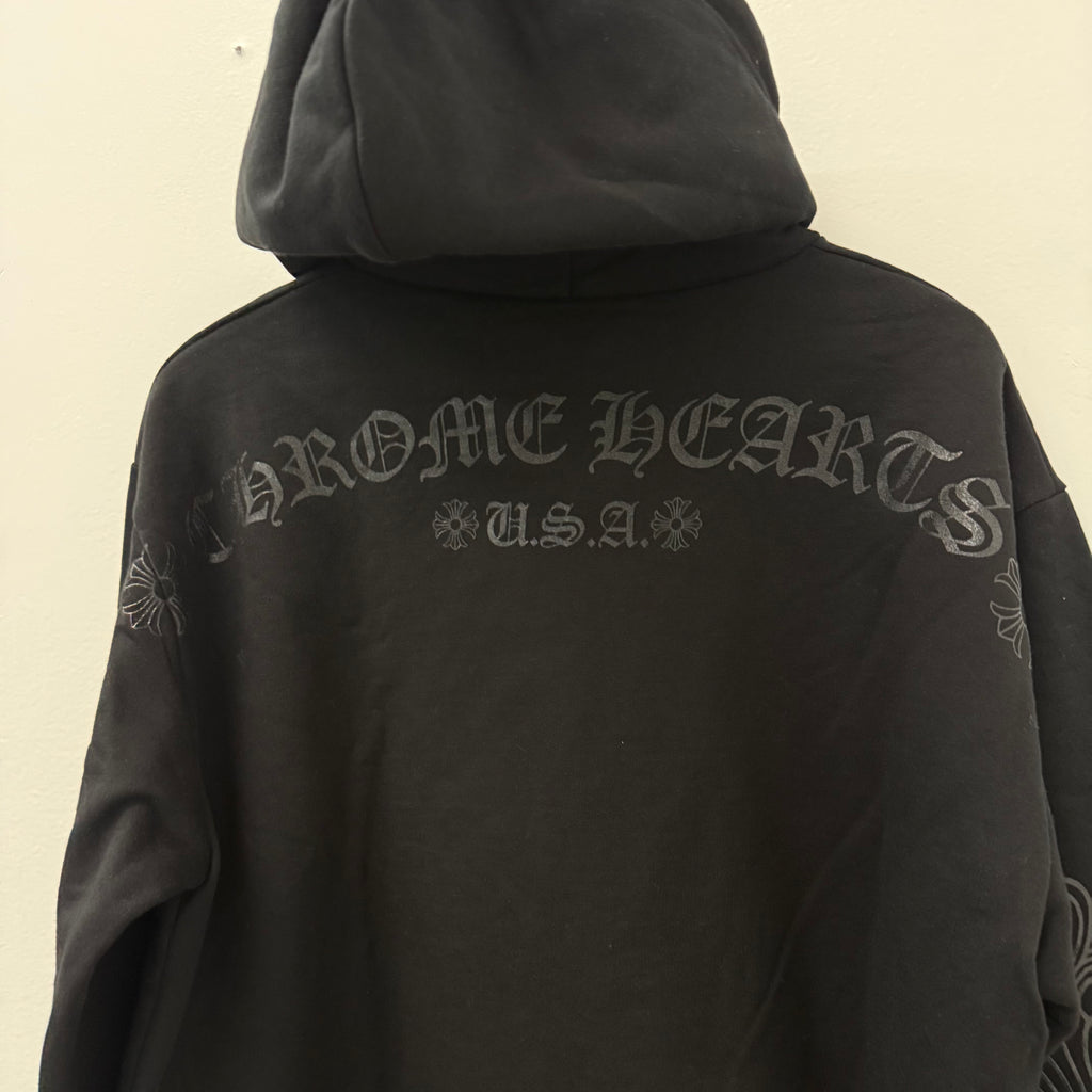 Chrome Hearts Black Floral Horseshoe Hoodie