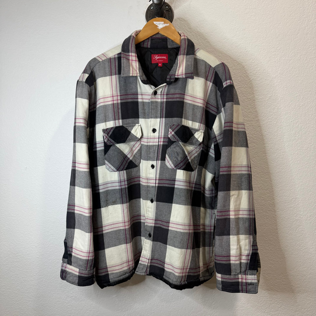 Supreme Quilted Flannel Button Up Shirt - Size XL