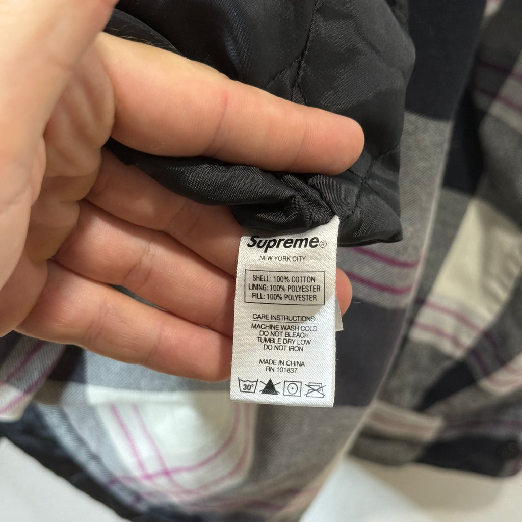 Supreme Quilted Flannel Button Up Shirt - Size XL