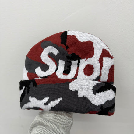 Supreme Big Logo Red Camo Beanie