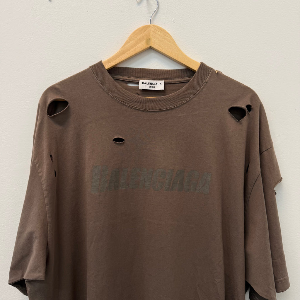Balenciaga Holes T-Shirt Brown - Size S