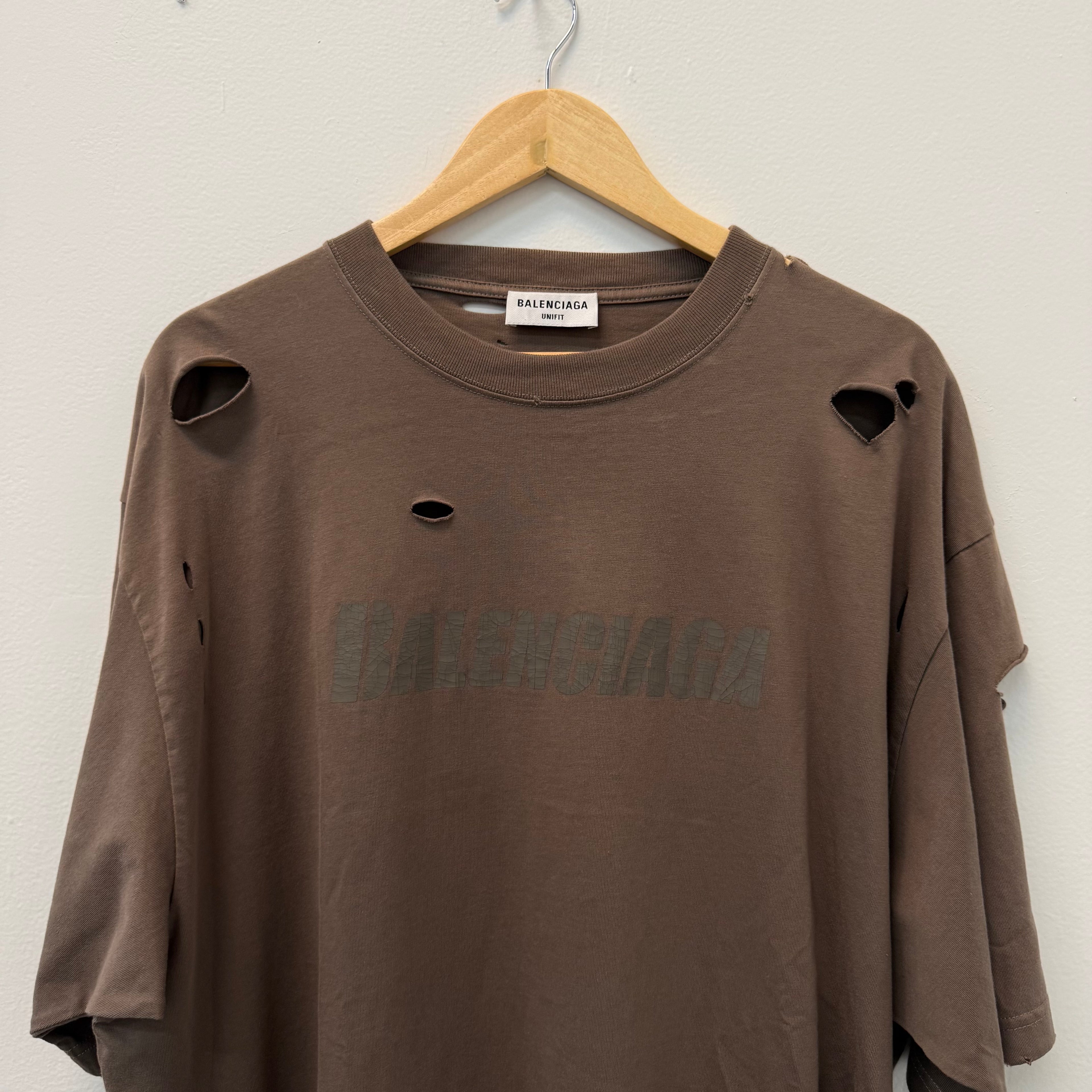 Balenciaga Holes T-Shirt Brown - Size S