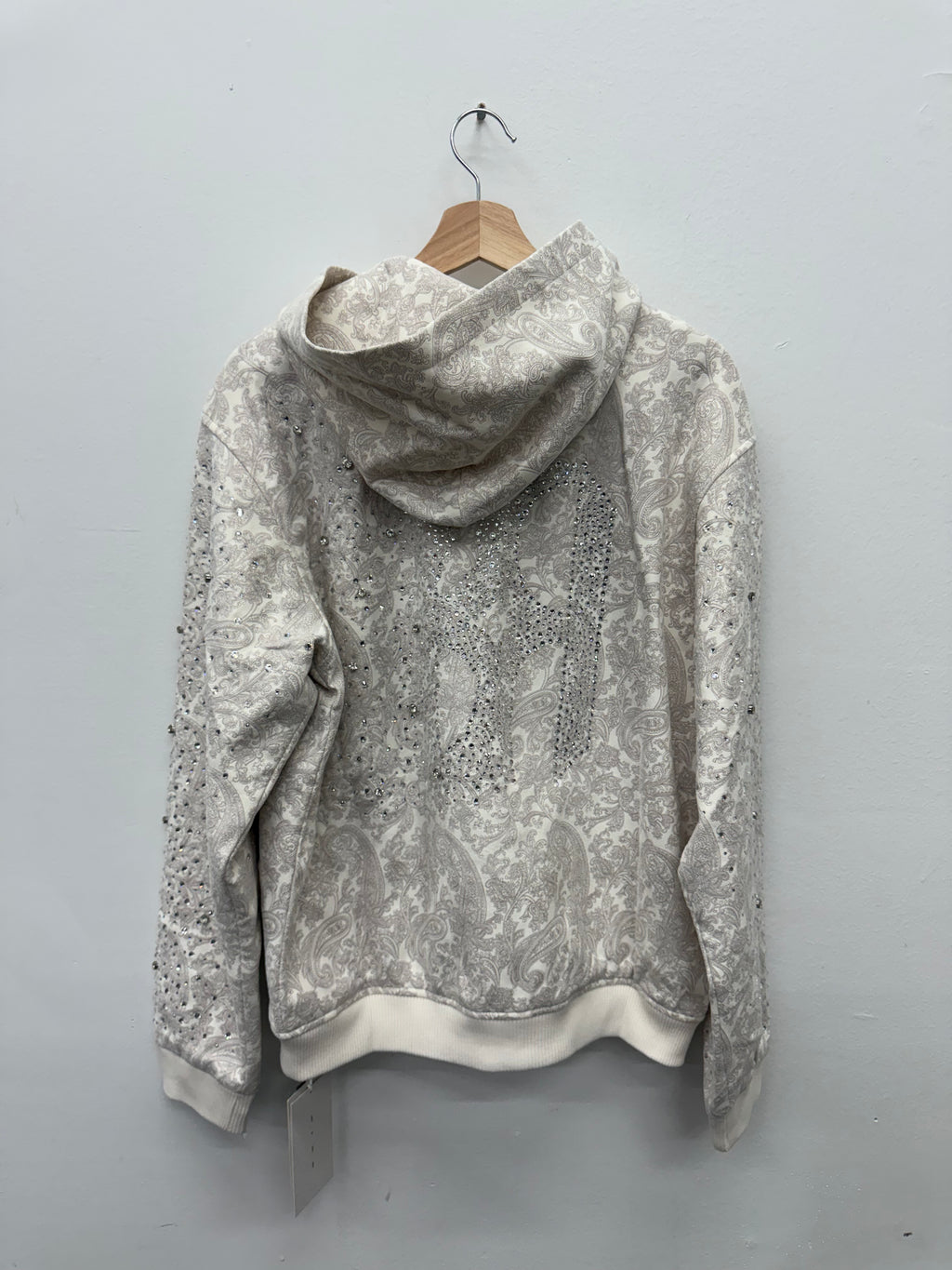 Birth of A Royal Child Diamond Pearl Zip Hoodie White - Size L