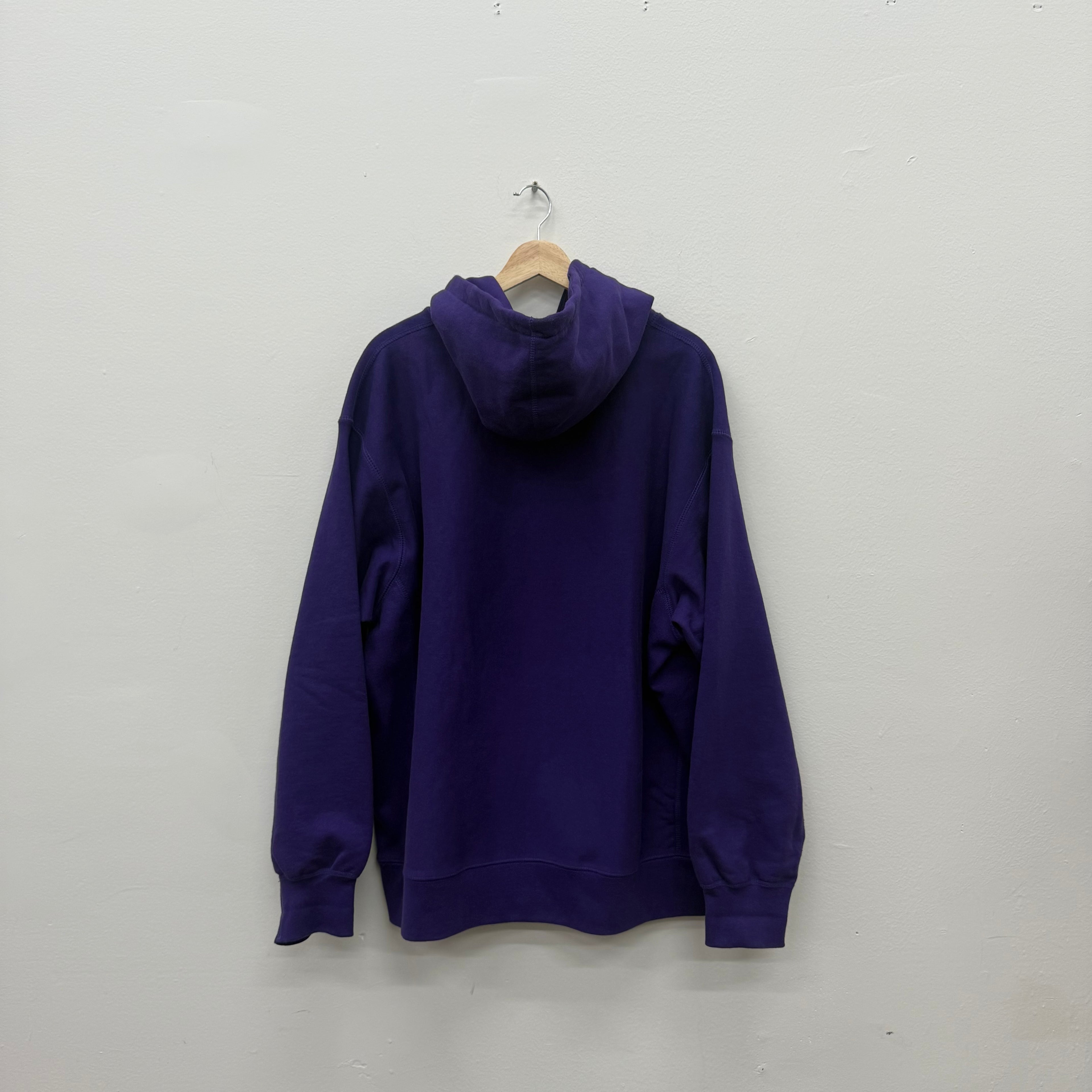 Supreme Purple Vertical Text Hoodie - Size XL