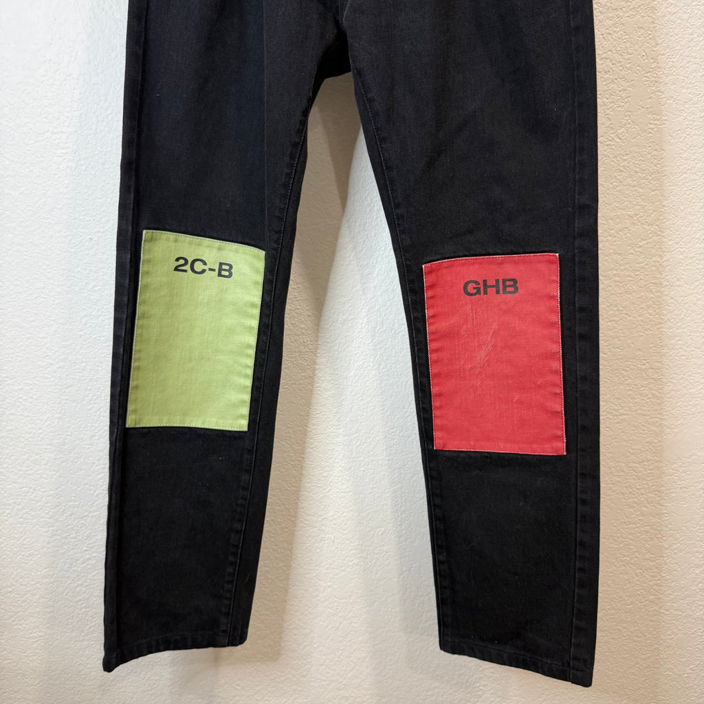 Raf Simons Drugs 2C-B GHB Patchwork Jeans Black - Size 30