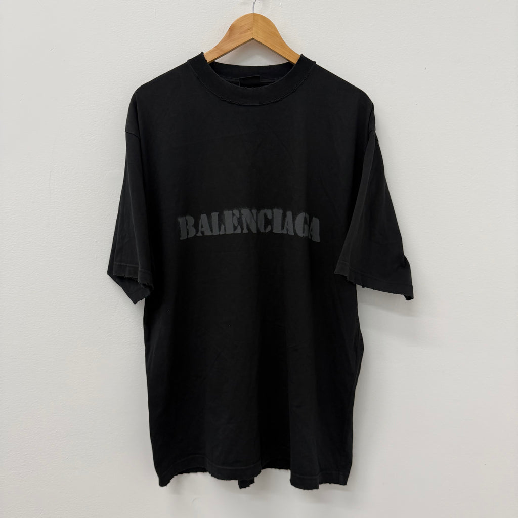 Balenciaga Stencil Logo T-Shirt Black - Size XL