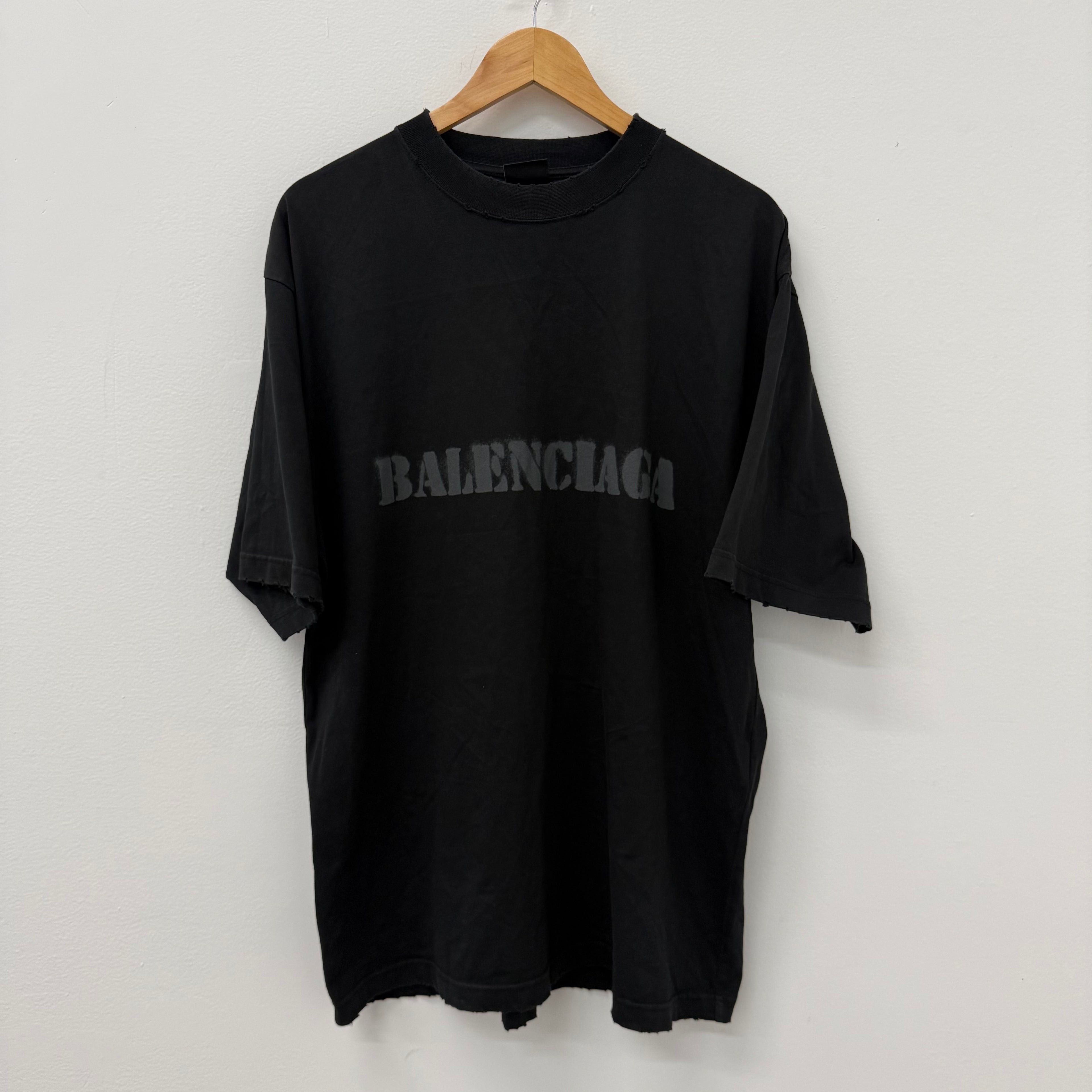 Balenciaga Stencil Logo T-Shirt Black - Size XL