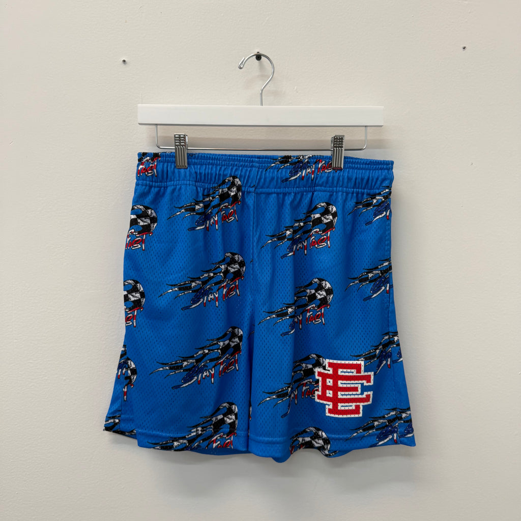 Eric Emanuel Matty Boy Blue Flames Mesh Shorts
