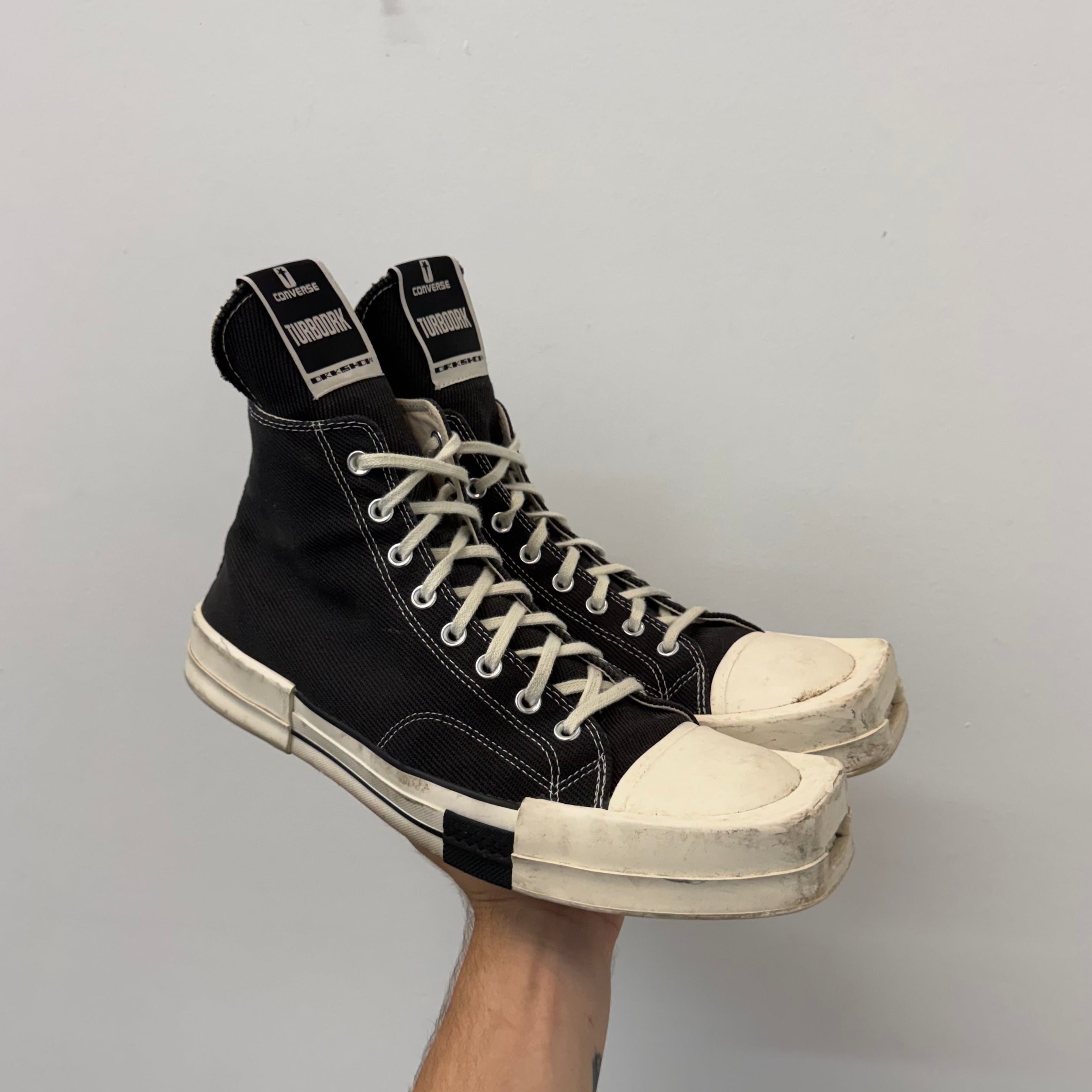 Rick Owens Converse Chuck Taylor Hi Black Sneakers - Size 13
