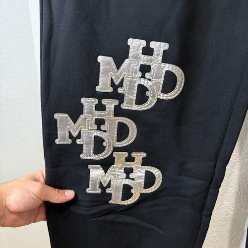 HMDD Silver Scrunch Patch Sweatpants Black