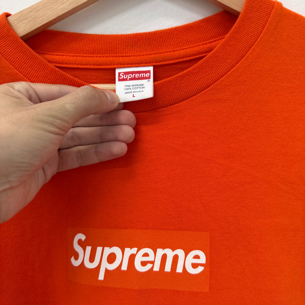 Supreme Orange Box Logo Longsleeve Shirt - Size L