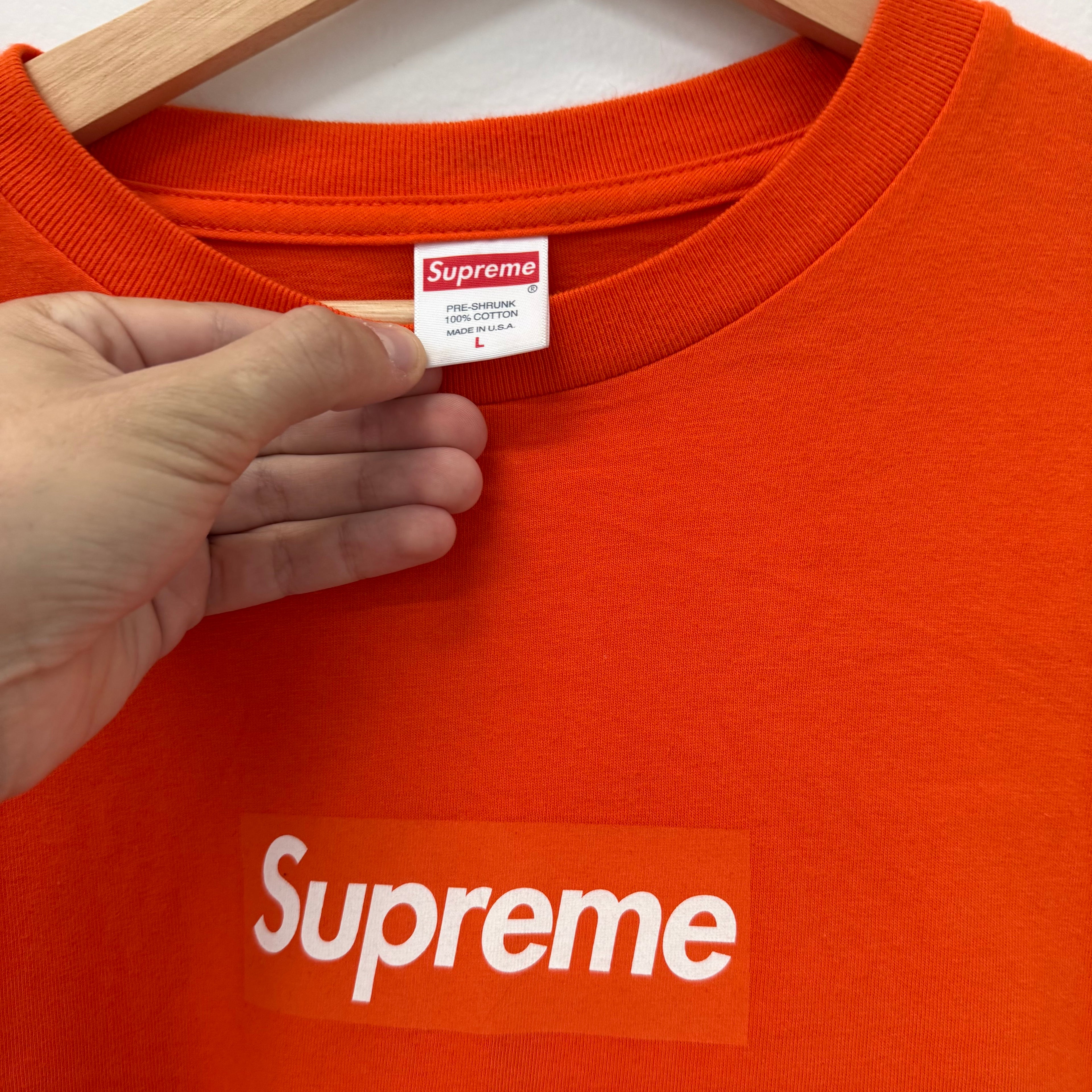 Supreme Orange Box Logo Longsleeve Shirt - Size L