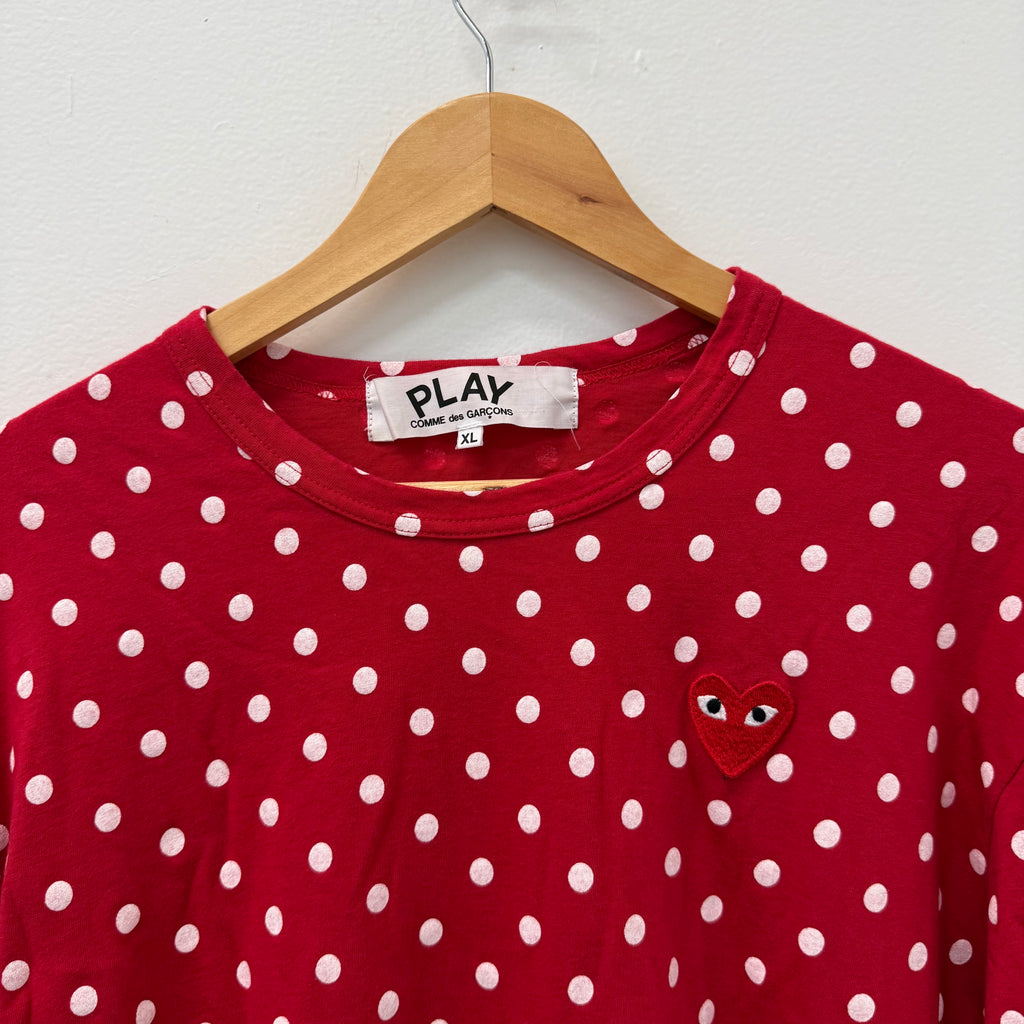 CDG Play Polka Dot Longsleeve Shirt - Size XL