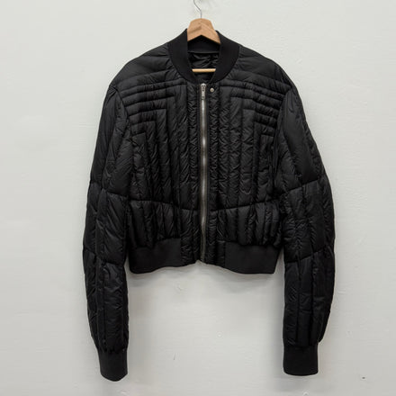 Rick Owens FW22 Fog Black Puffer Cropped Bomber Jacket - US XL