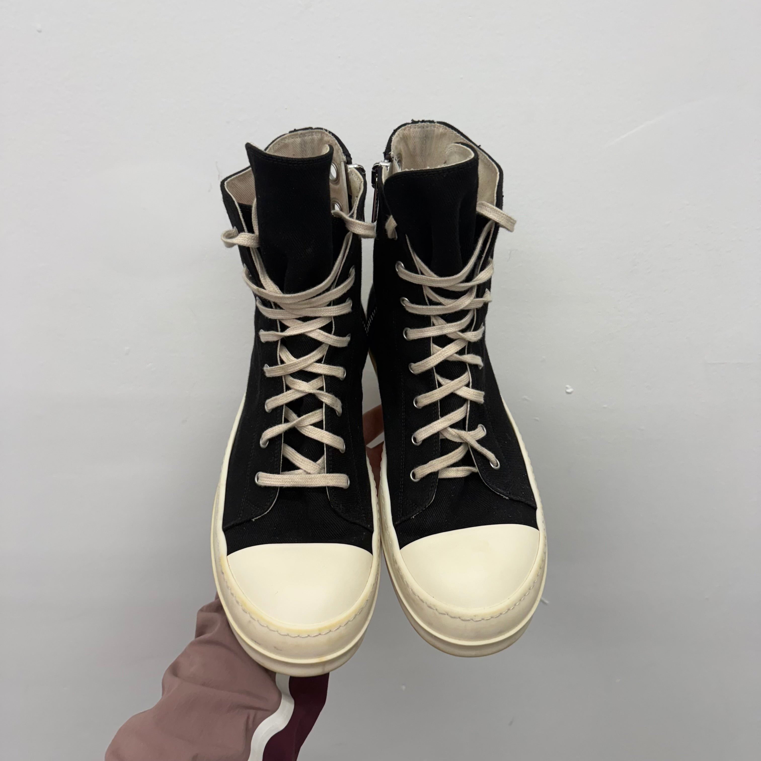 Rick Owens Ramone High Black Sneakers - Size 45 (US 12)