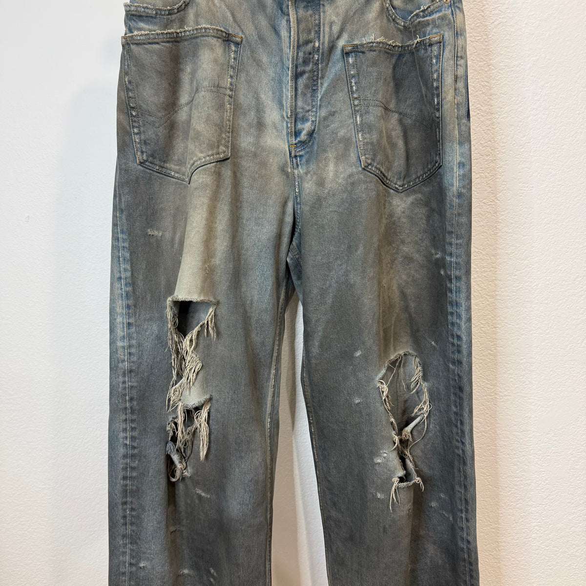 Balenciaga Mud Season Embroidered Reverse Pocket Denim Jeans - Size XL (36)