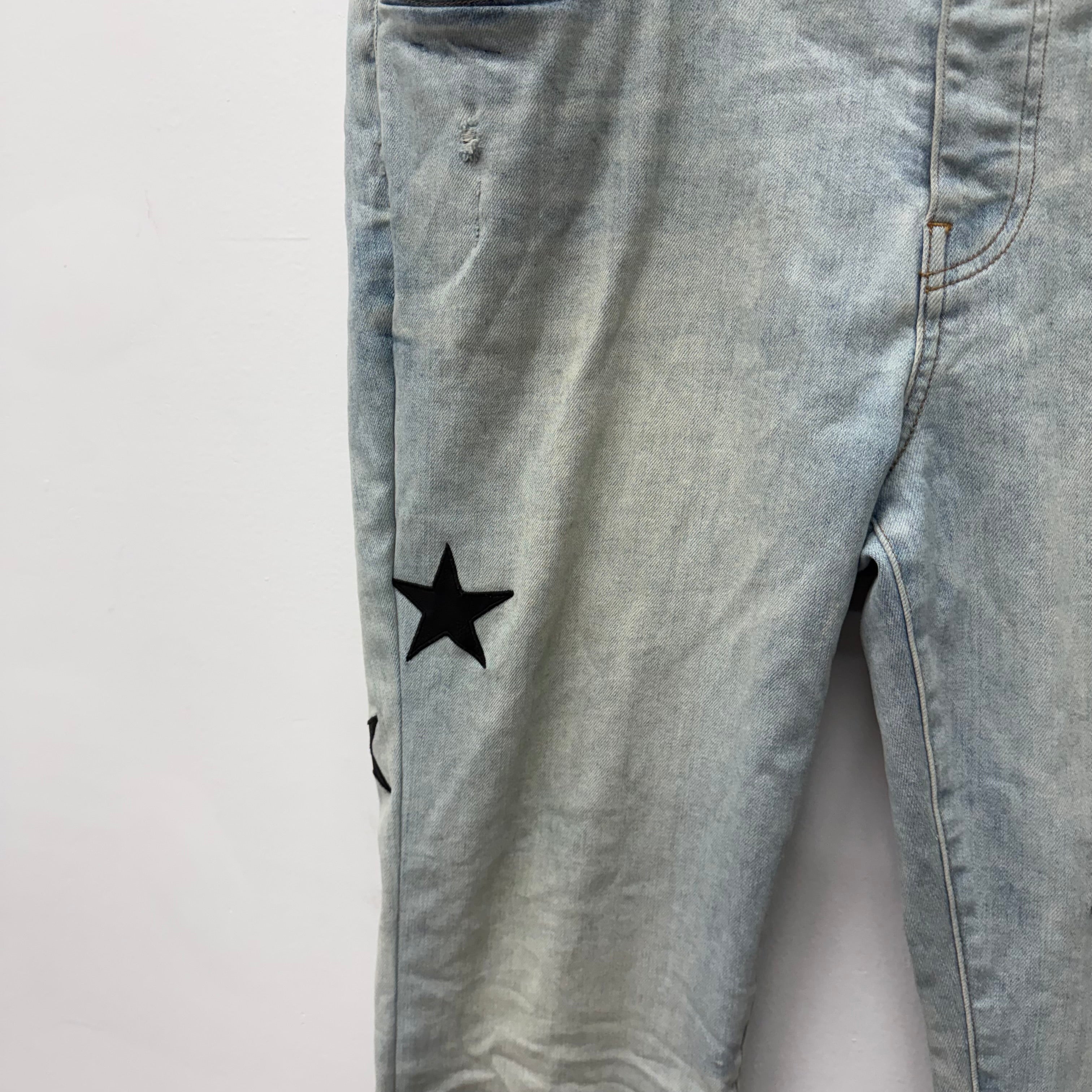 Amiri Leather Star Patch Denim Jeans - Size 38