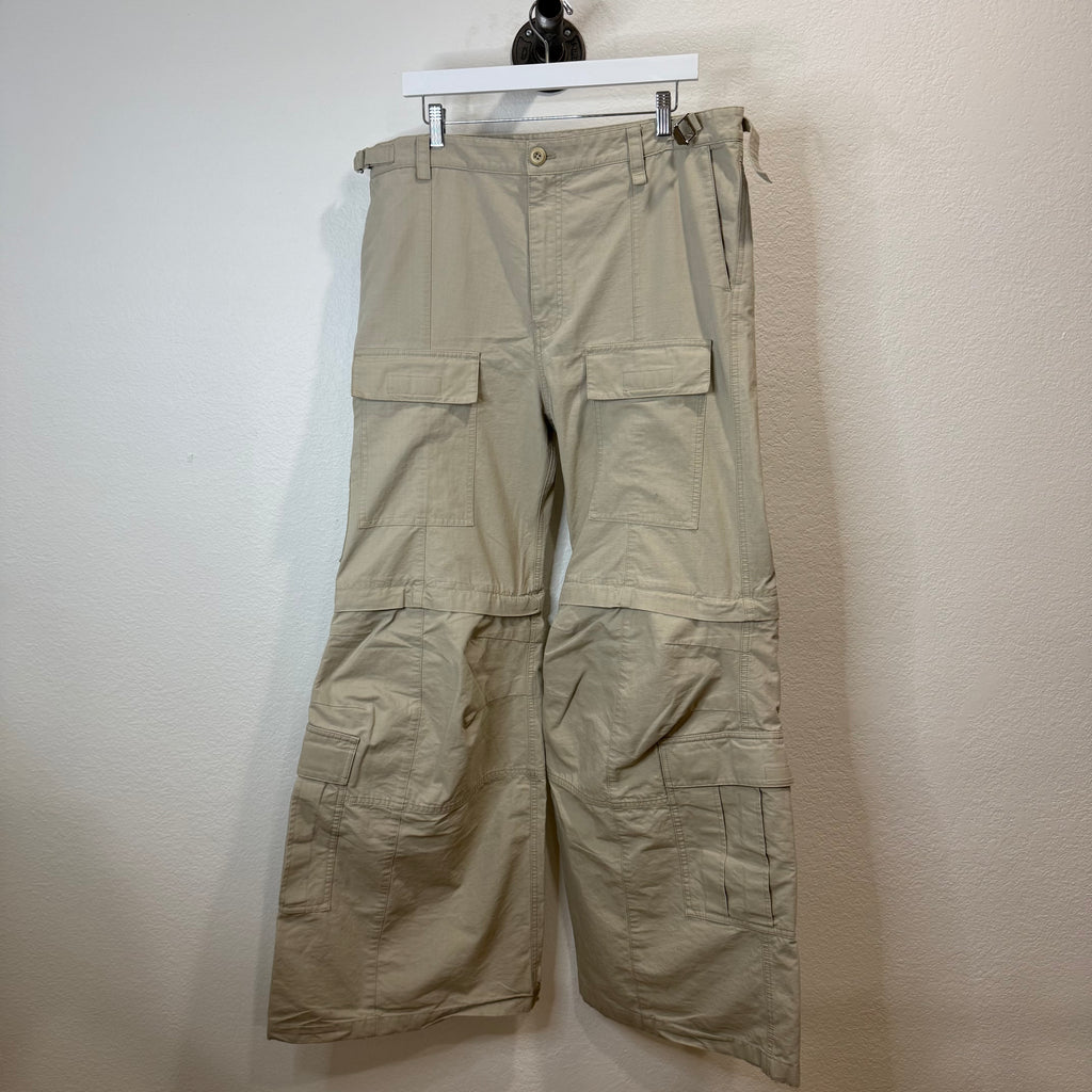 Balenciaga Convertible Beige Flared Cargo Pants - Size XL
