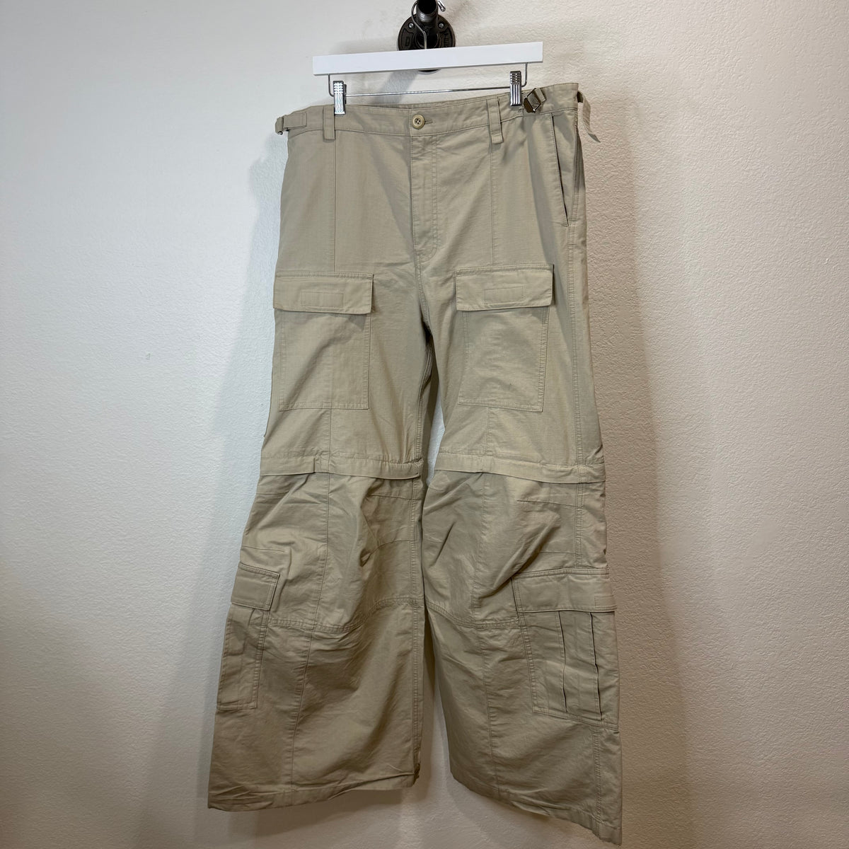 Balenciaga Convertible Beige Flared Cargo Pants - Size XL