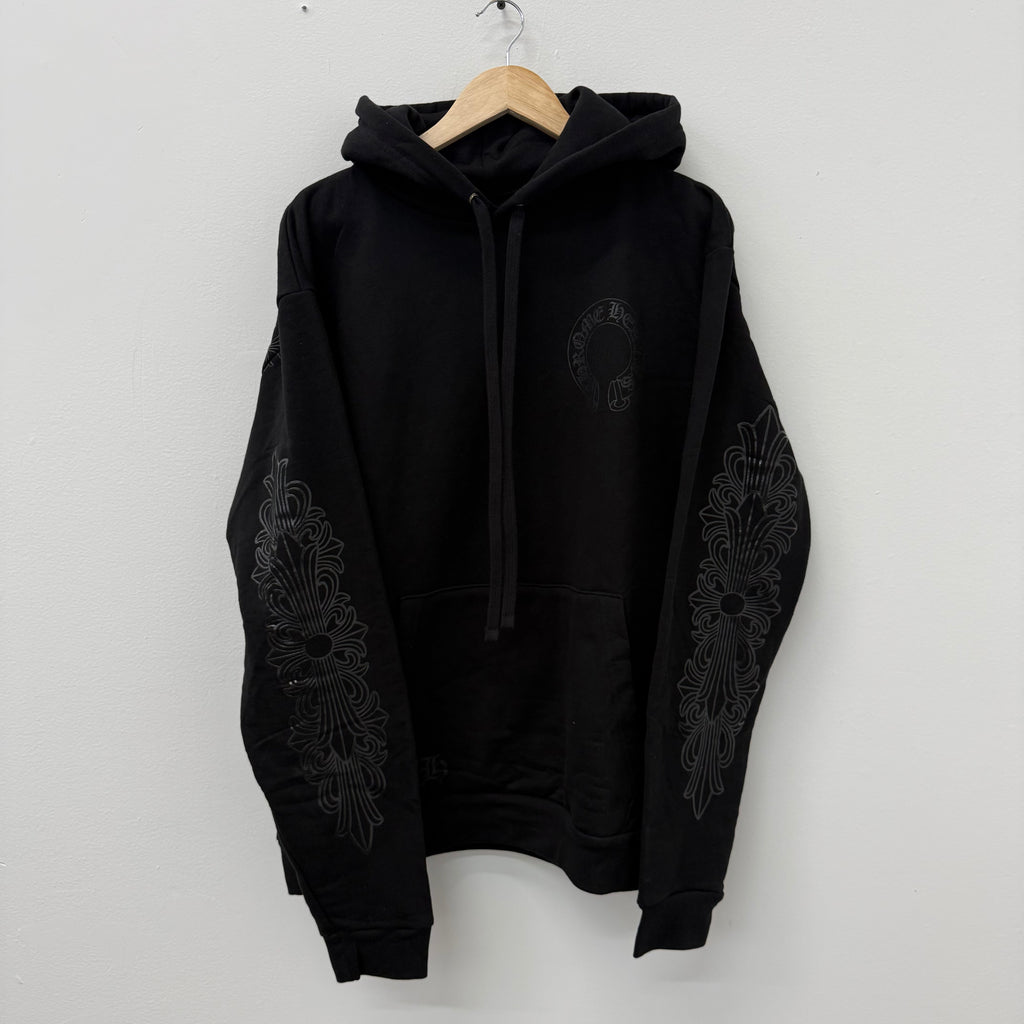 Chrome Hearts Black Floral Horseshoe Hoodie