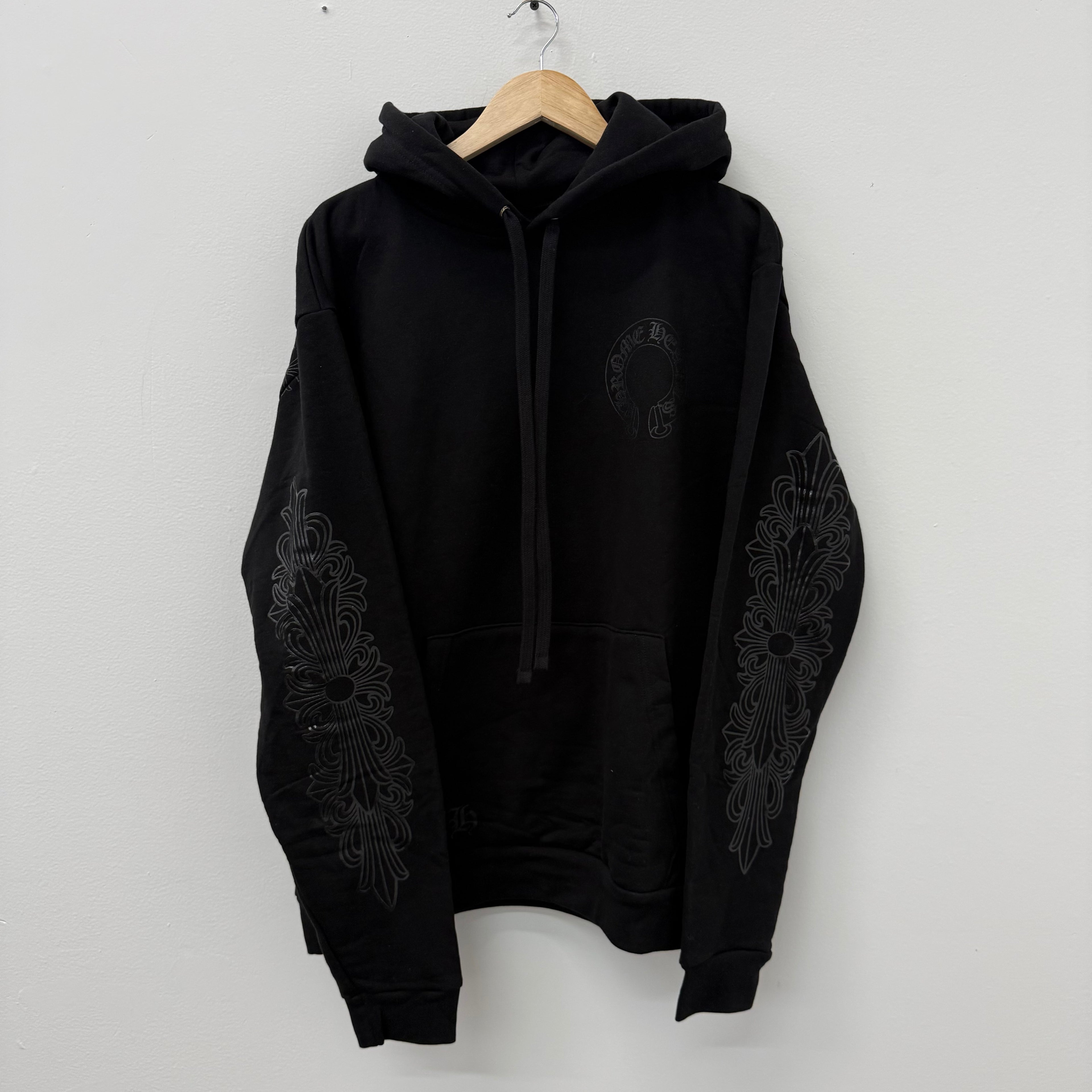 Chrome Hearts Black Floral Horseshoe Hoodie