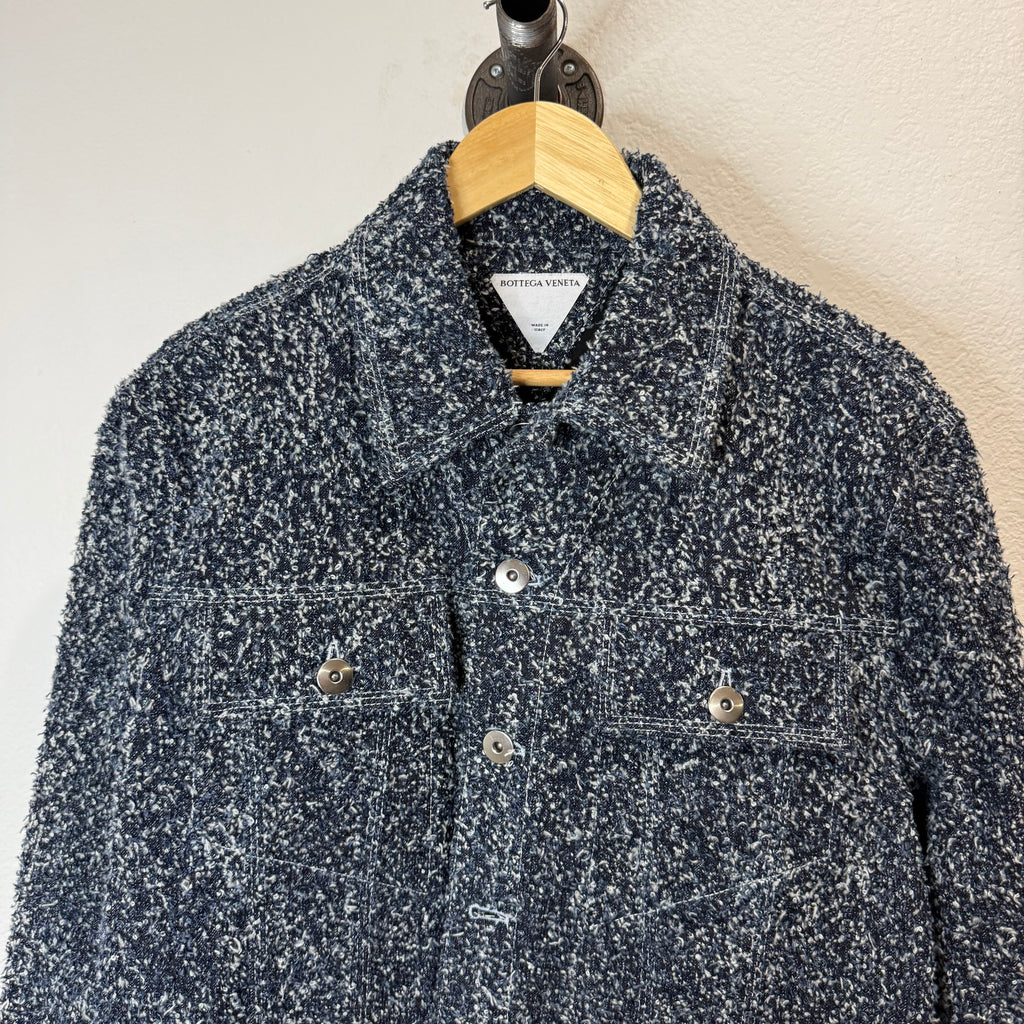 Bottega Veneta Cotton-Bouclé Indigo Button Jacket - Size 50 (L)