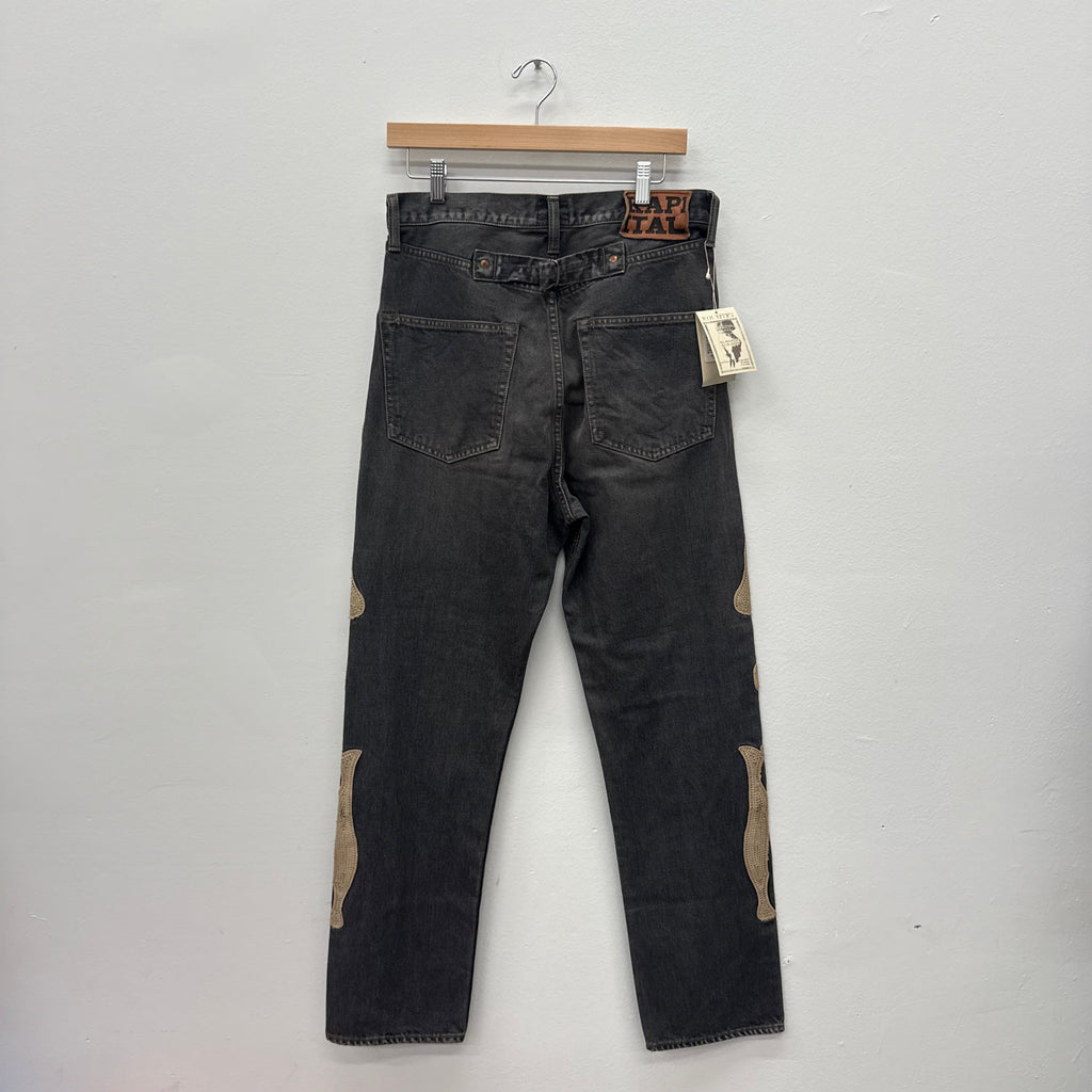 Kapital Grey Bones Denim Pants - Size 32