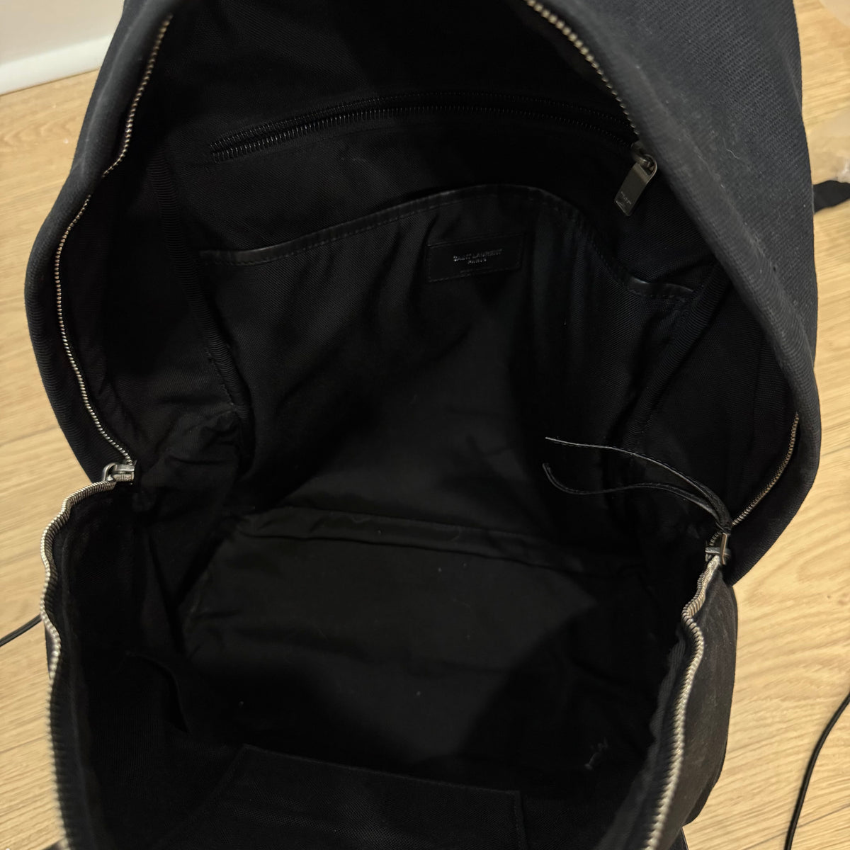Saint Laurent Paris YSL Black Canvas Backpack