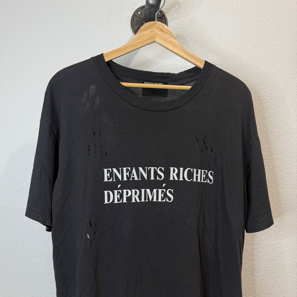 Enfants Riches Deprimes ERD Black Distressed Logo Shirt - Size M