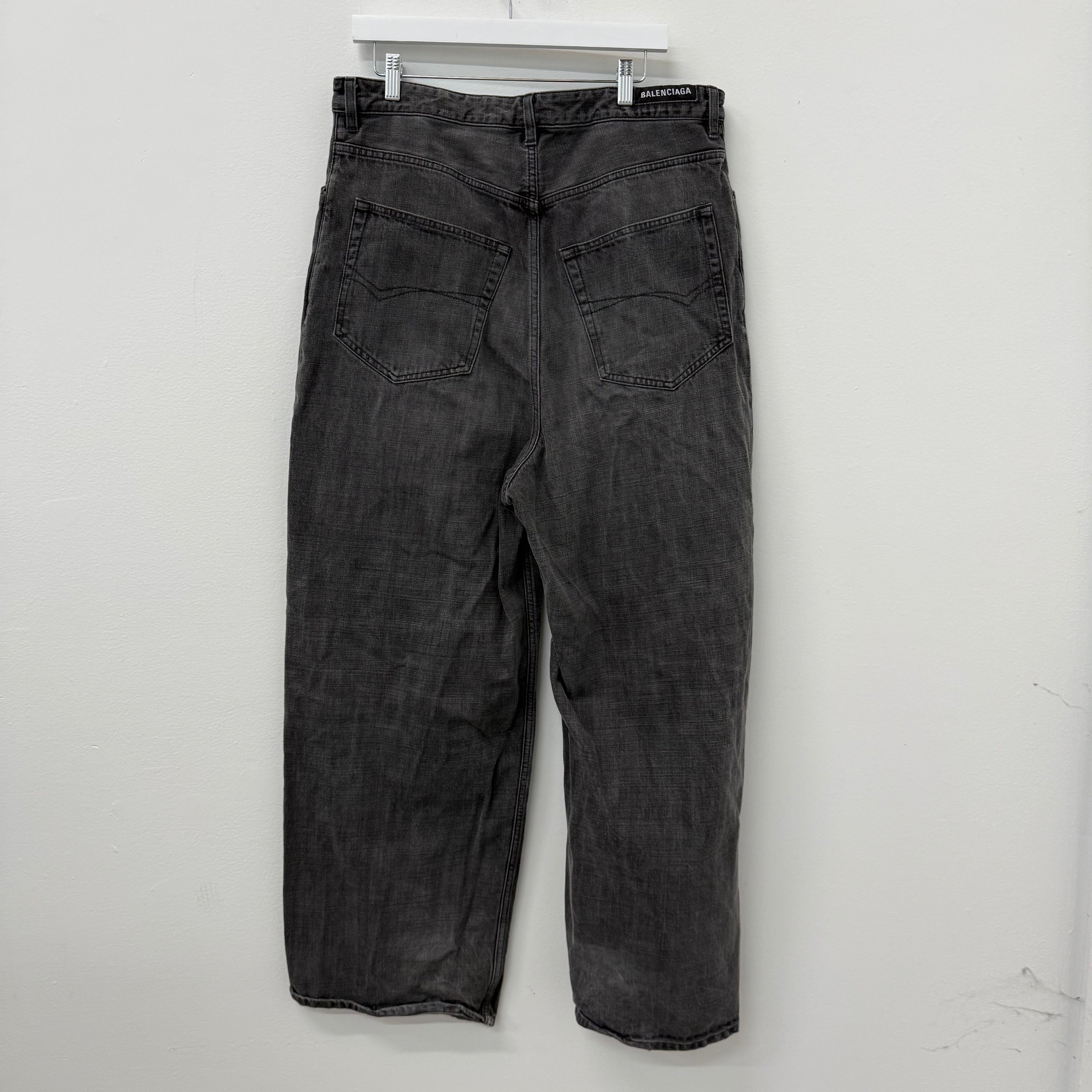 Balenciaga Baggy Black Wash Denim Jeans - Size 1 (34)