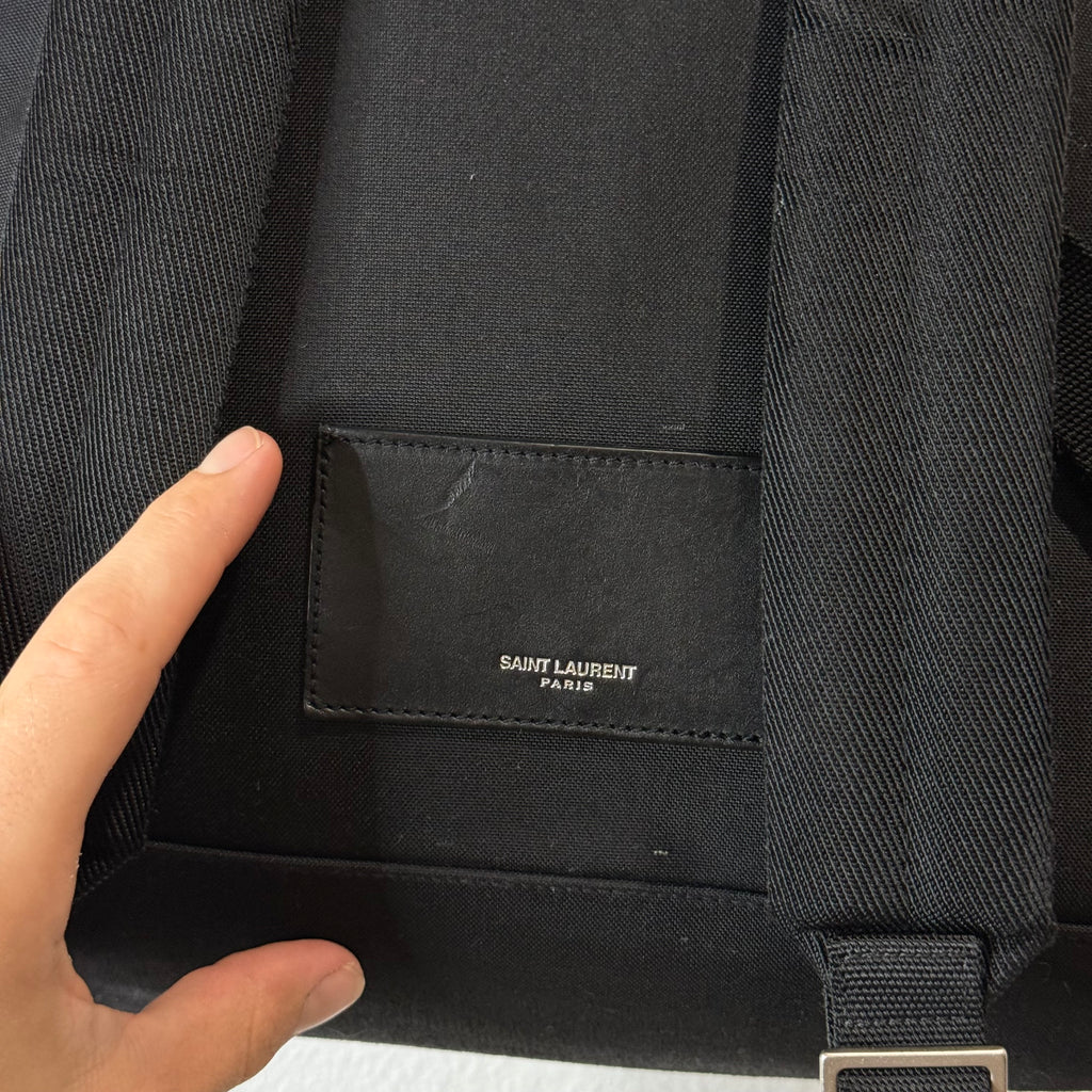 Saint Laurent Paris YSL Black Canvas Backpack