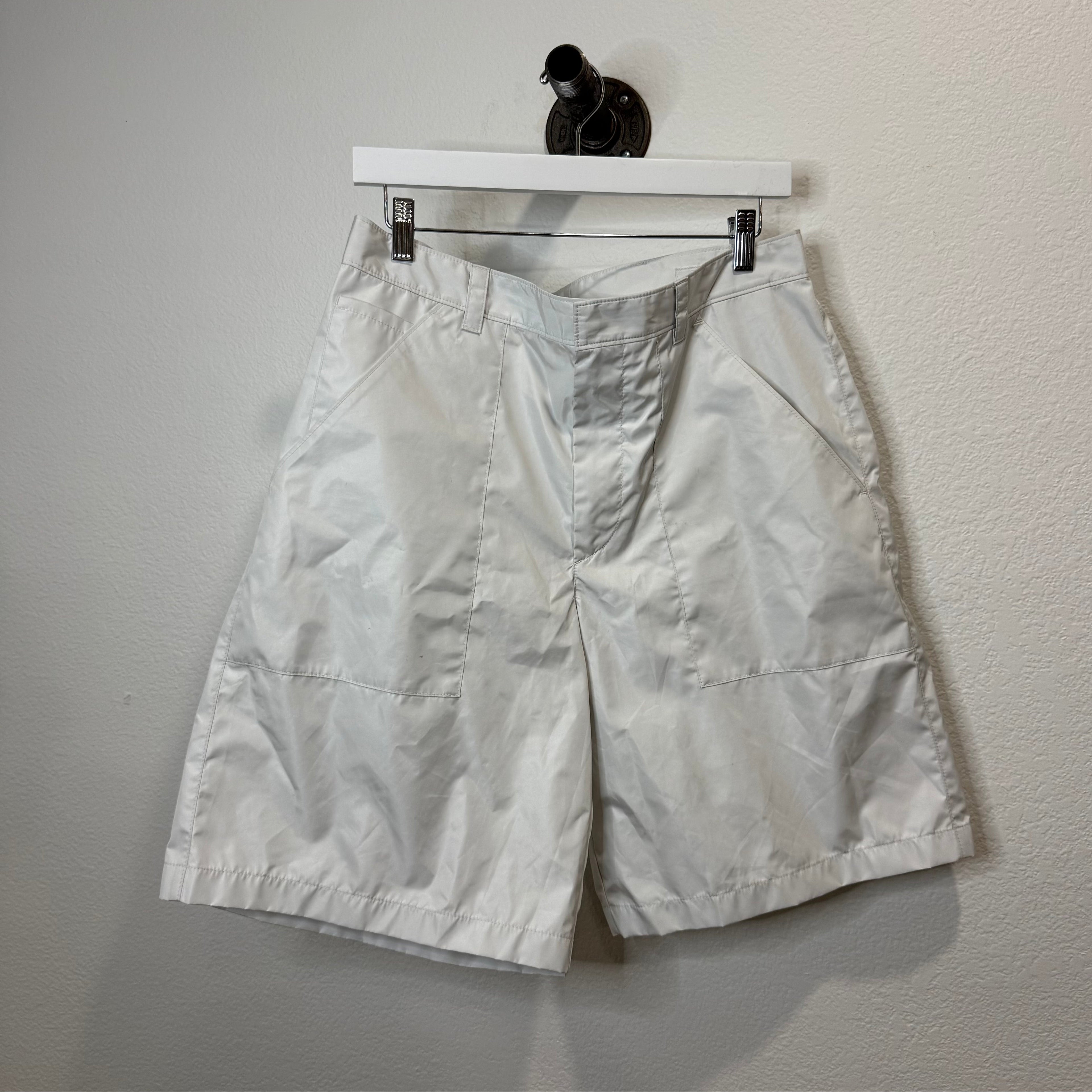 Prada White Re-Nylon Shorts - Size 50 (US 34)