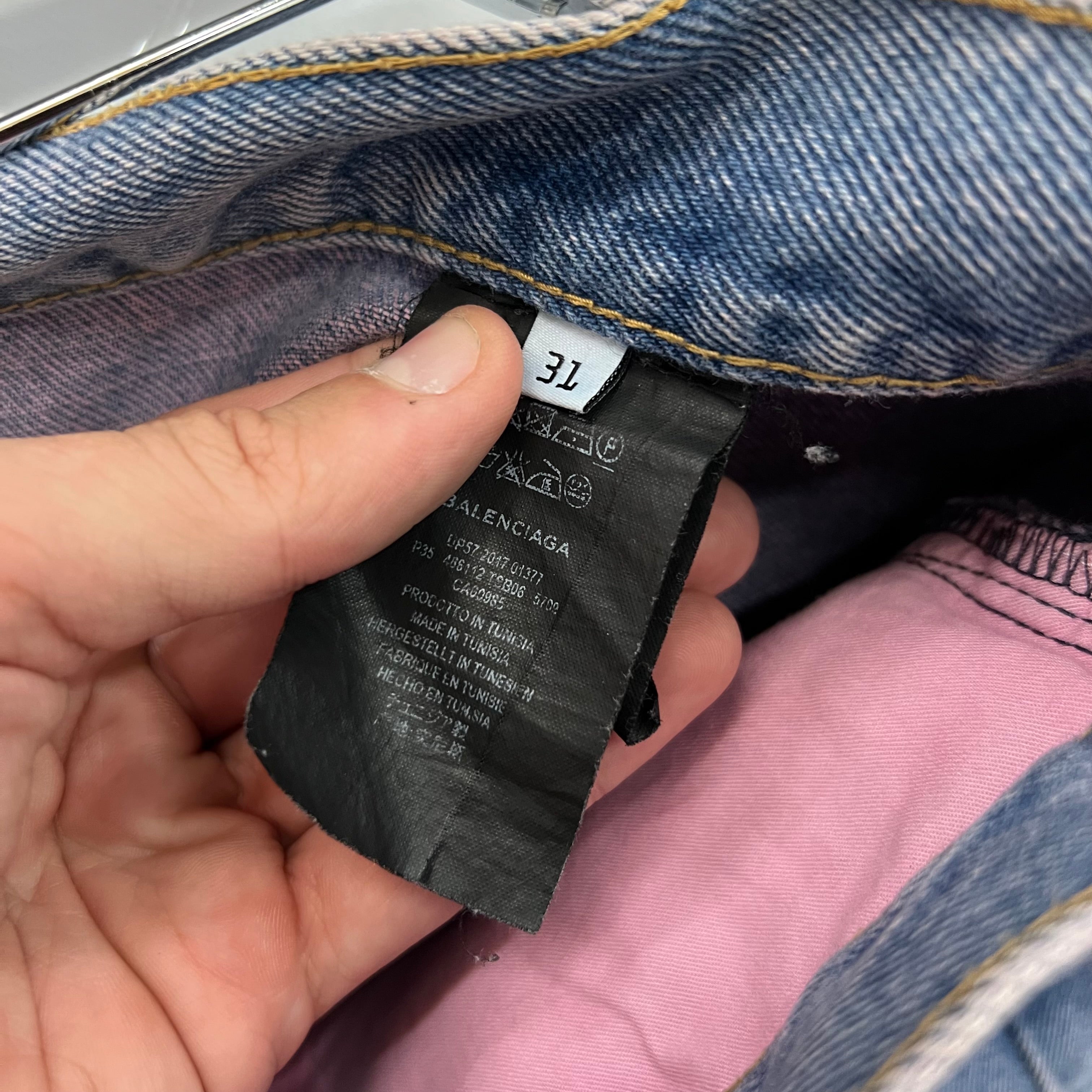 Balenciaga Pink Wash Straight Leg Denim Jeans - Size 31