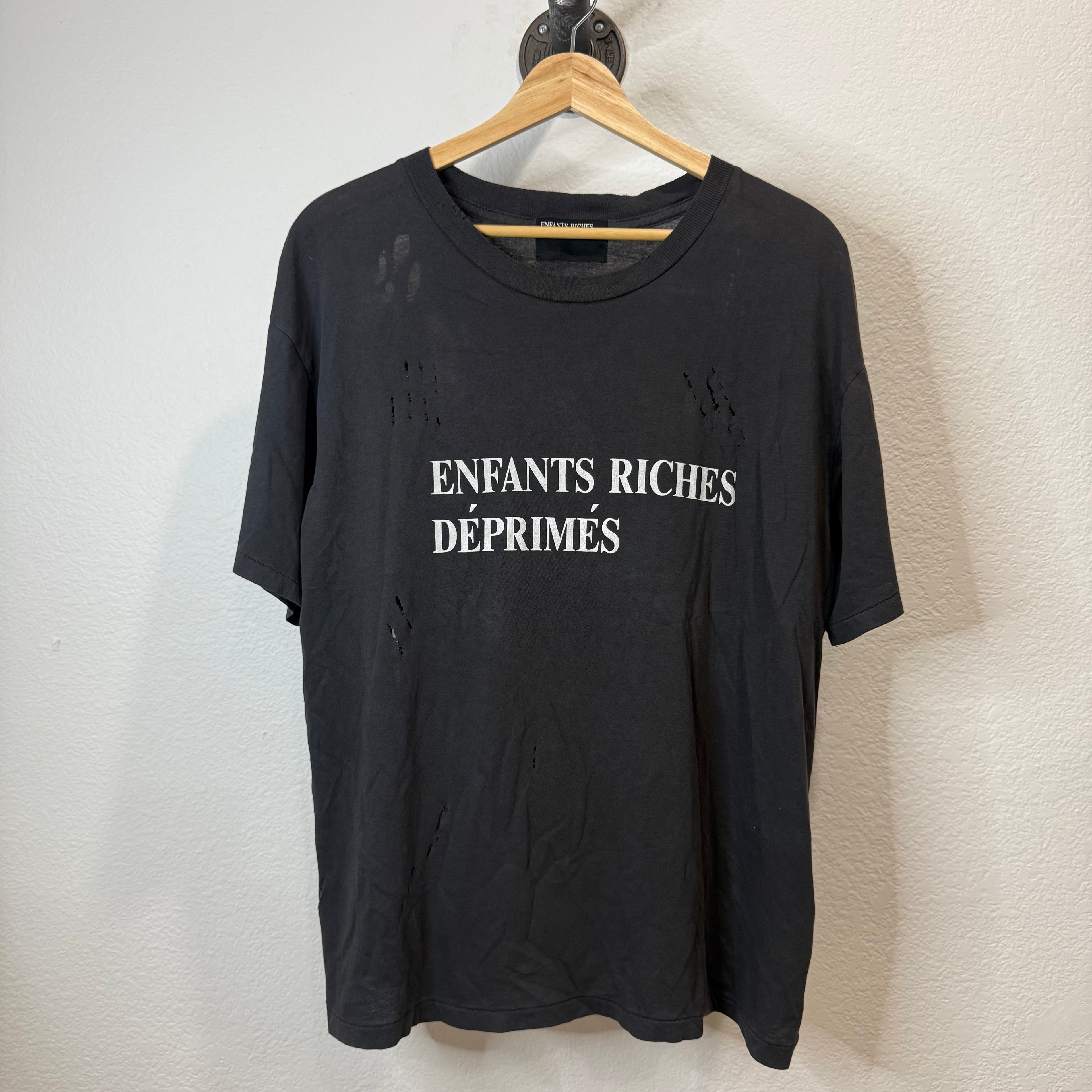 Enfants Riches Deprimes ERD Black Distressed Logo Shirt - Size M