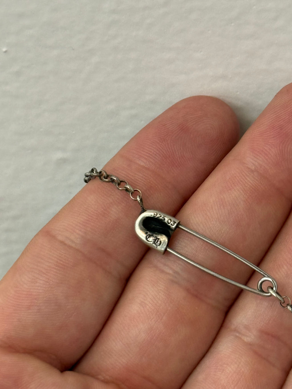 Chrome Hearts Large Diamond Safety Pin Necklace