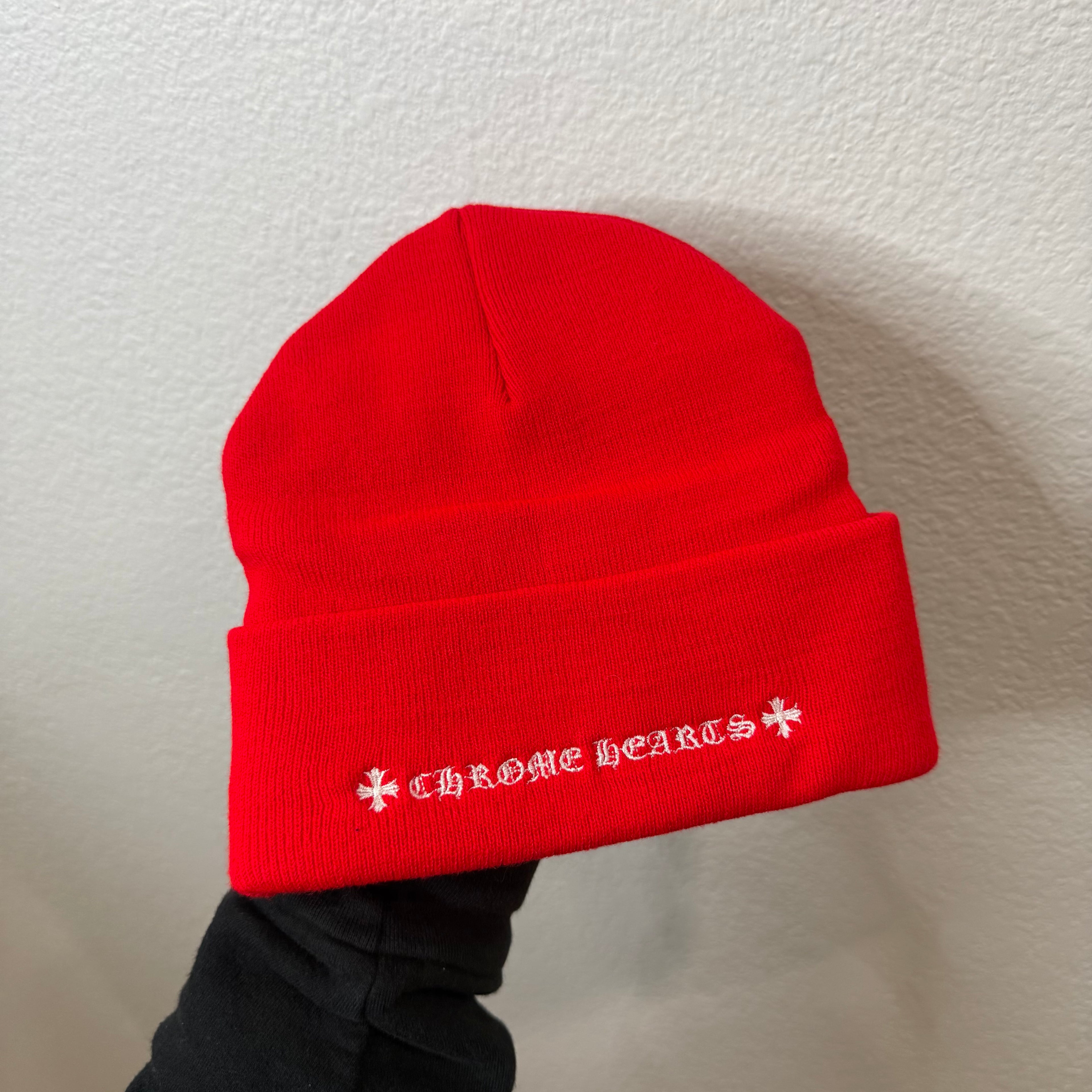 Chrome Hearts Red CH Embroidery Beanie
