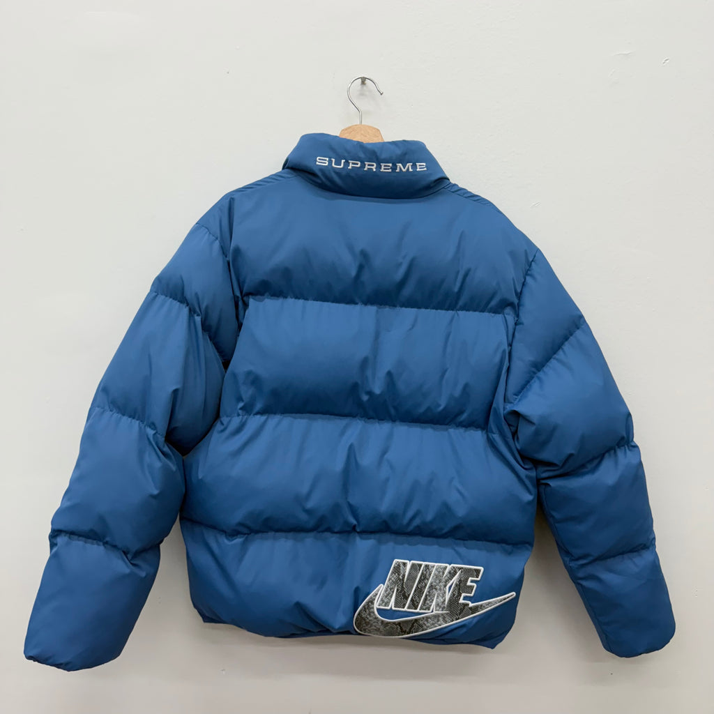 Supreme Nike Snakeskin Blue Puffer Jacket - Size M