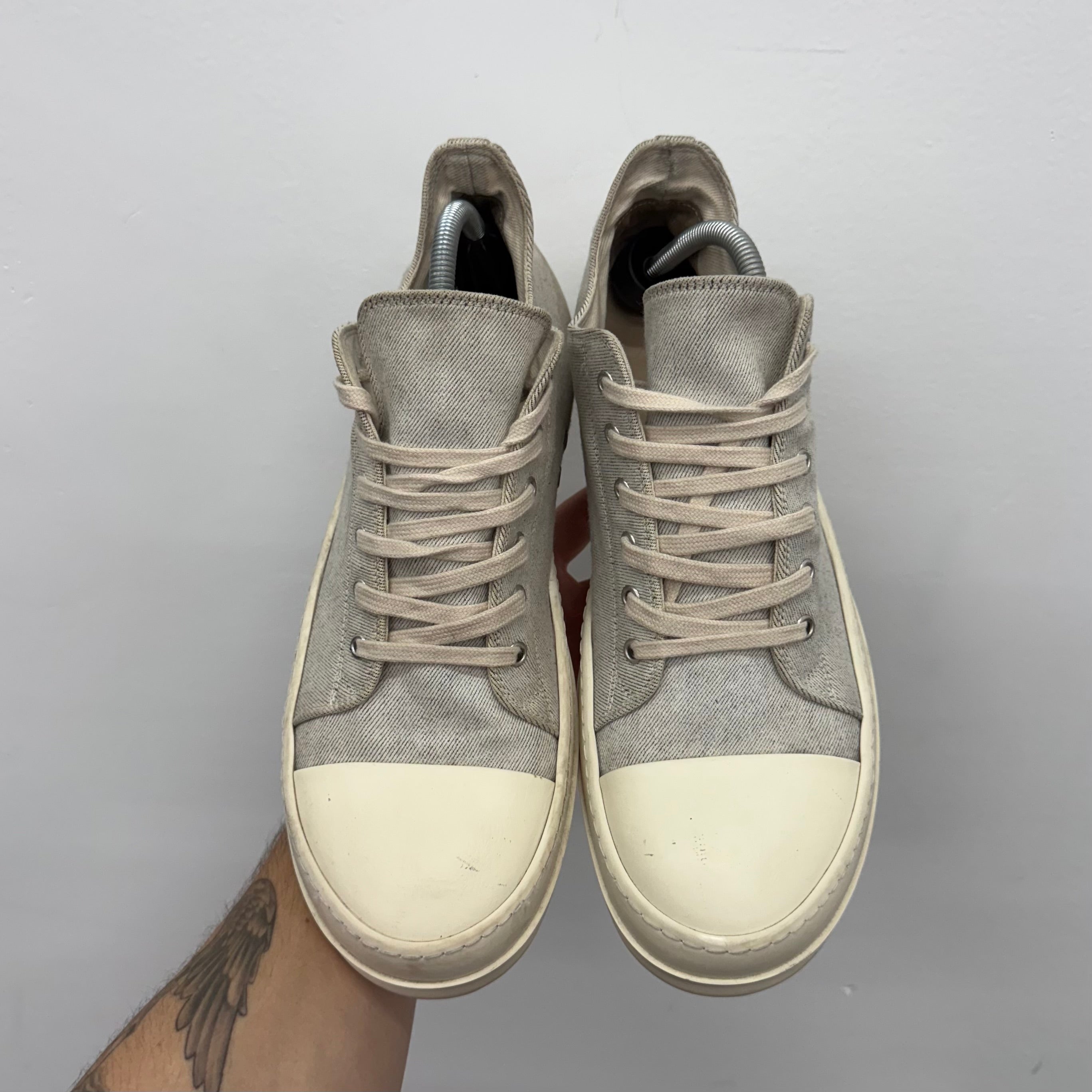Rick Owens DRKSHDW Cream Ramone Low Sneakers - Size 44 (US 11)