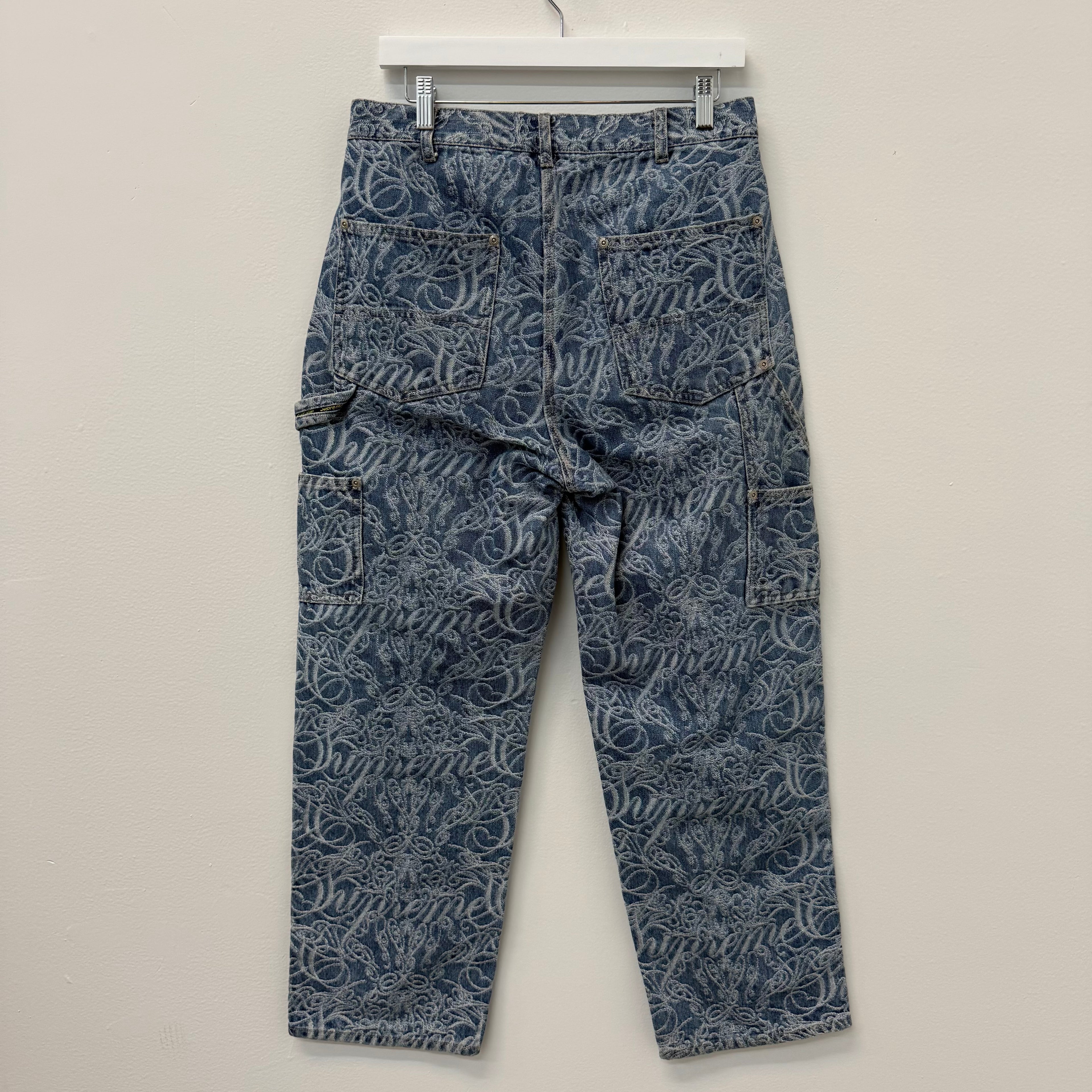 Supreme Script Jacquard Double Knee Denim Jeans - Size 30