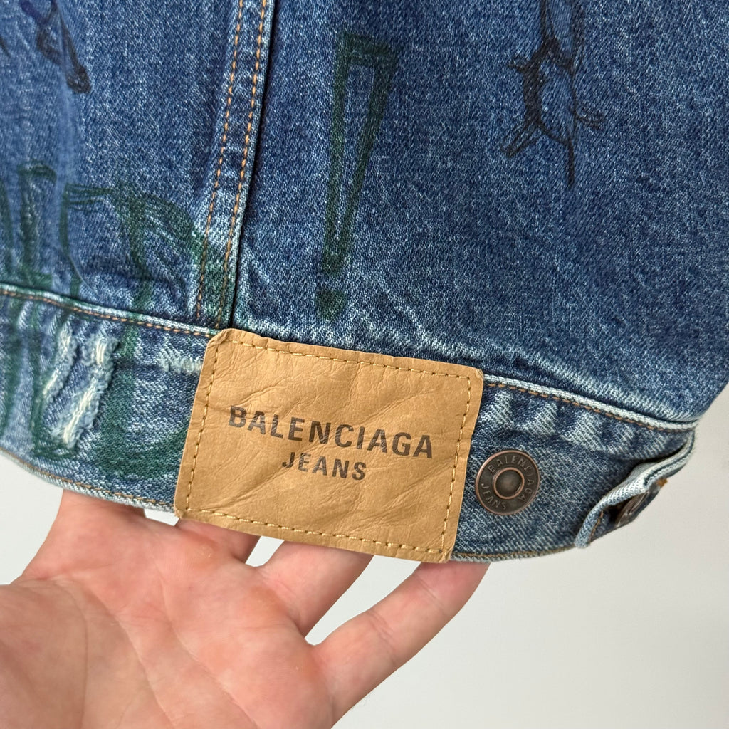 Balenciaga Denim Graffiti Jacket - Size L/XL (2)