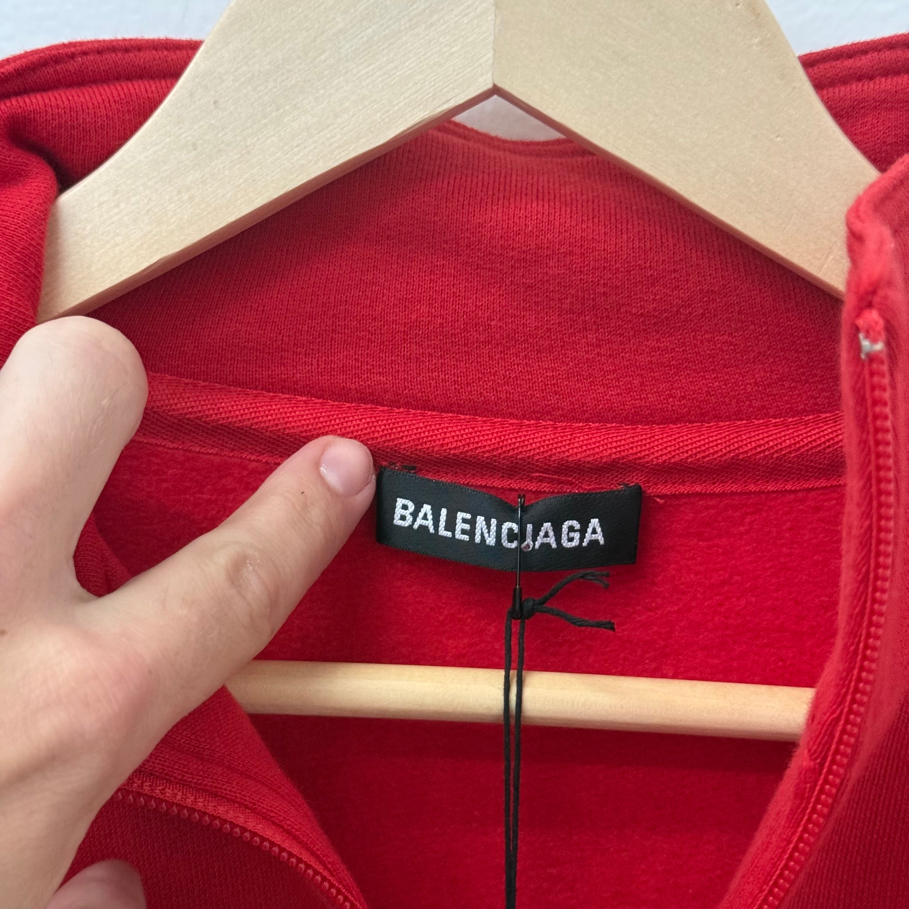 Balenciaga Red Rive BB Quarterzip Sweatshirt - Size S