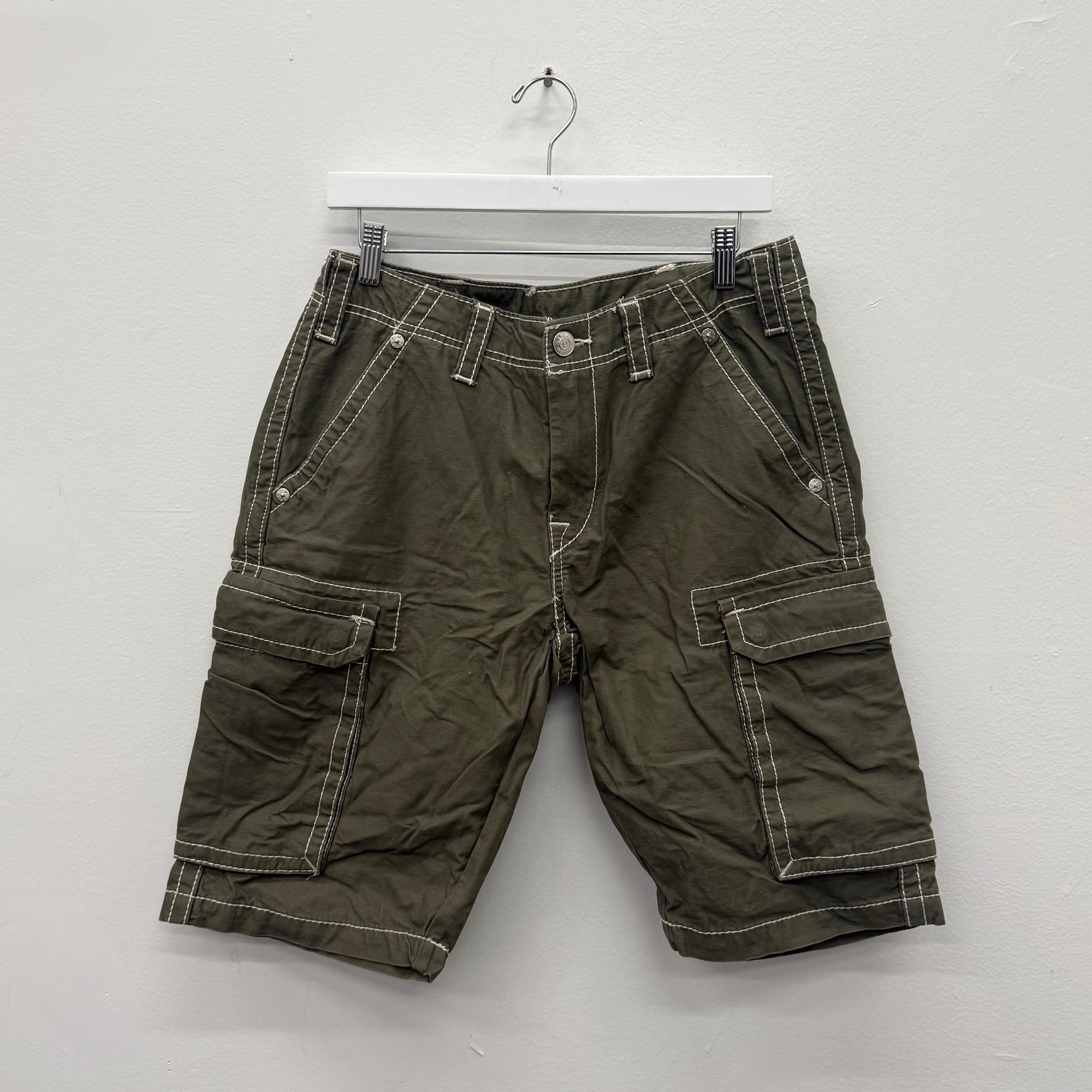 True Religion Olive Cargo Shorts - Size 30