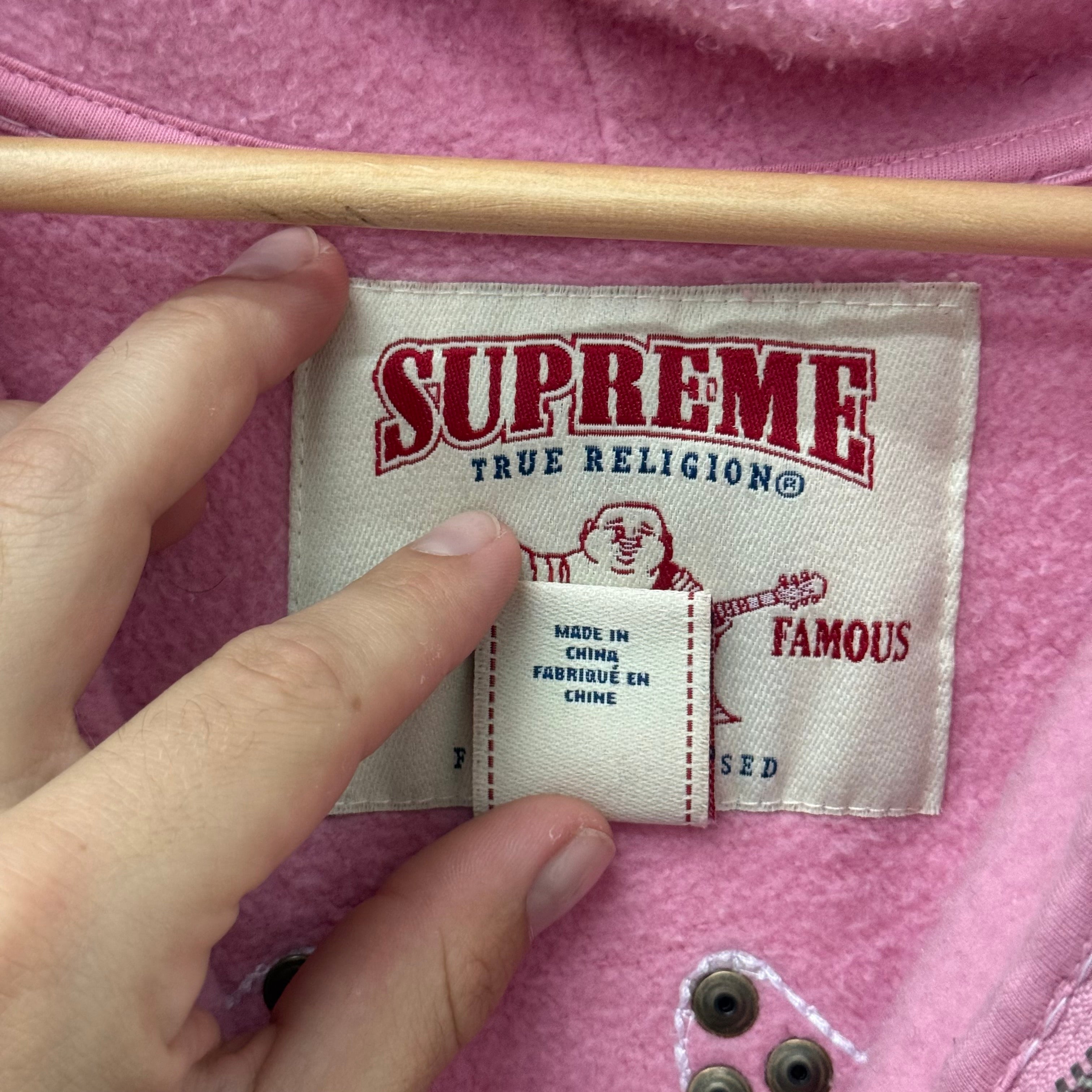 Supreme True Religion Zip Up Hooded Sweatshirt Pink - Size M